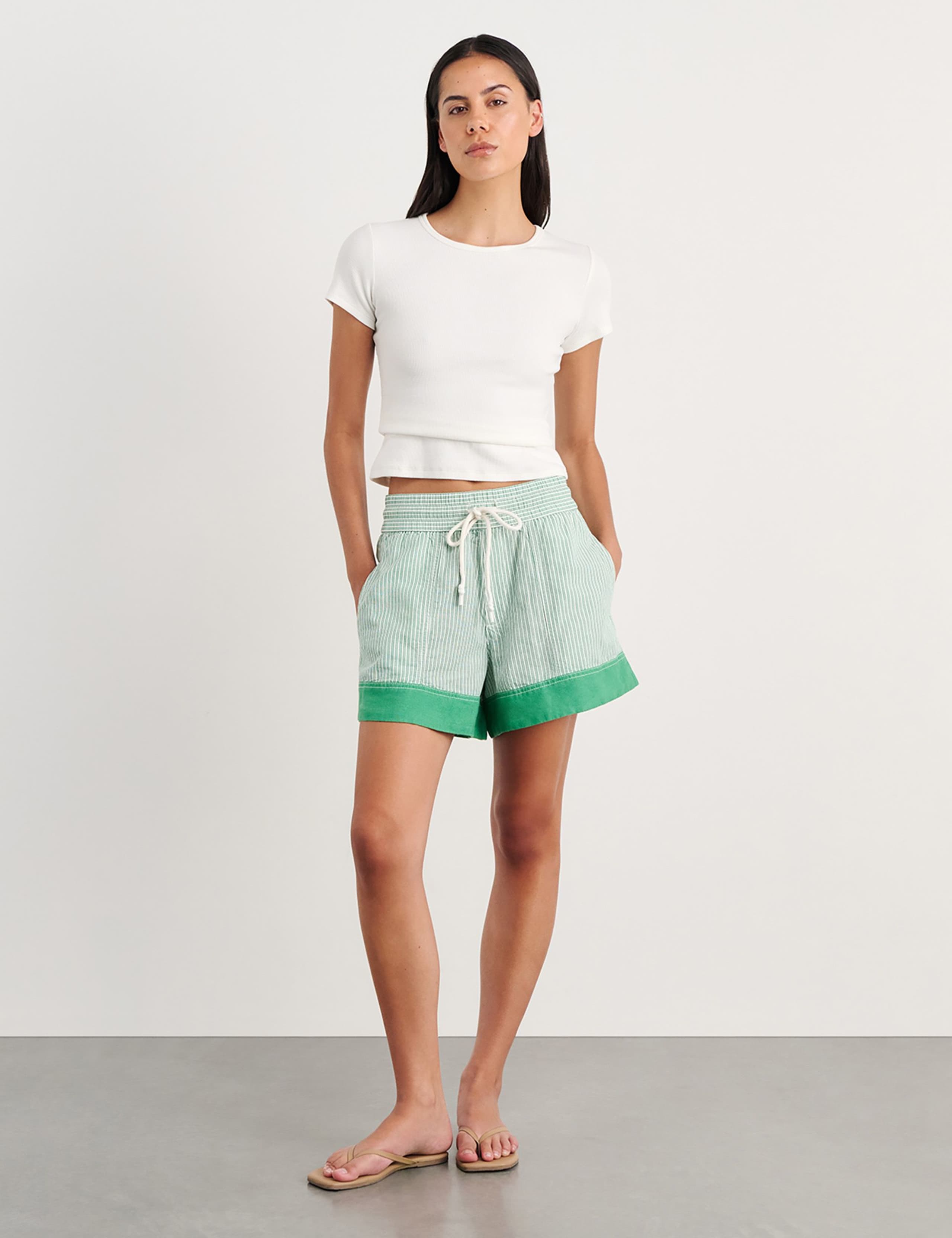Linen Rich Striped Shorts 2 of 6