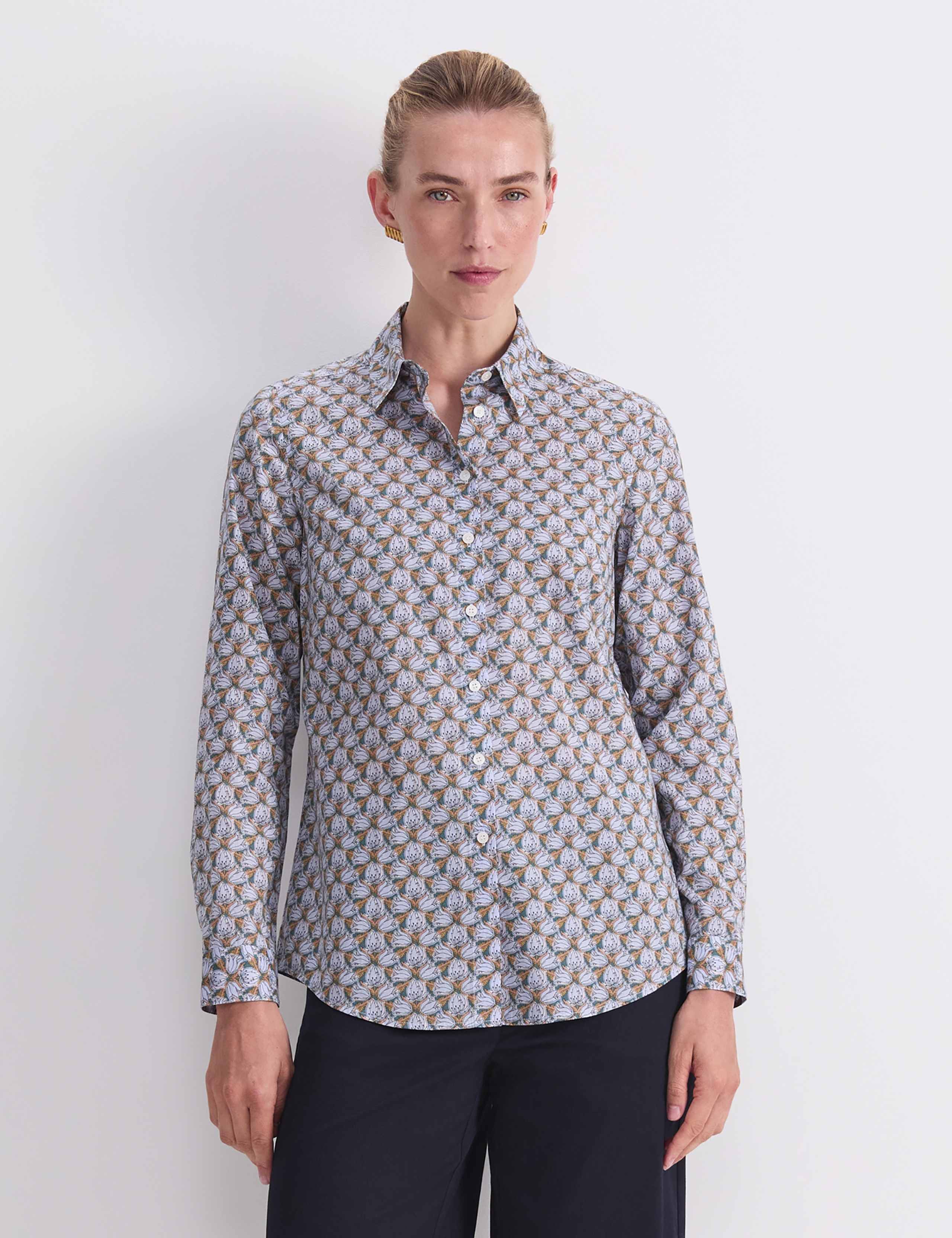 Pure Cotton Floral Button Through Shirt 1 of 7