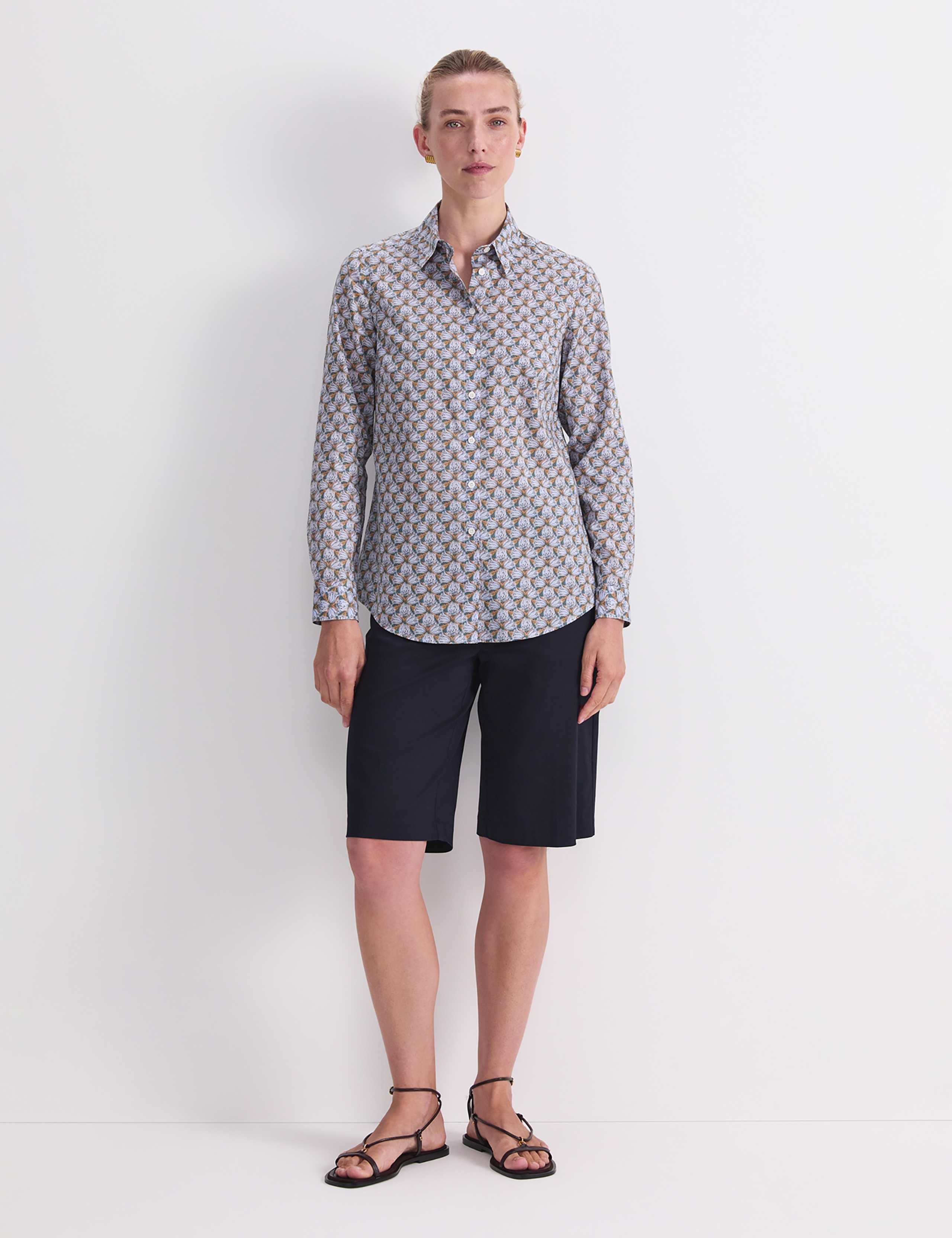Pure Cotton Floral Button Through Shirt 2 of 7