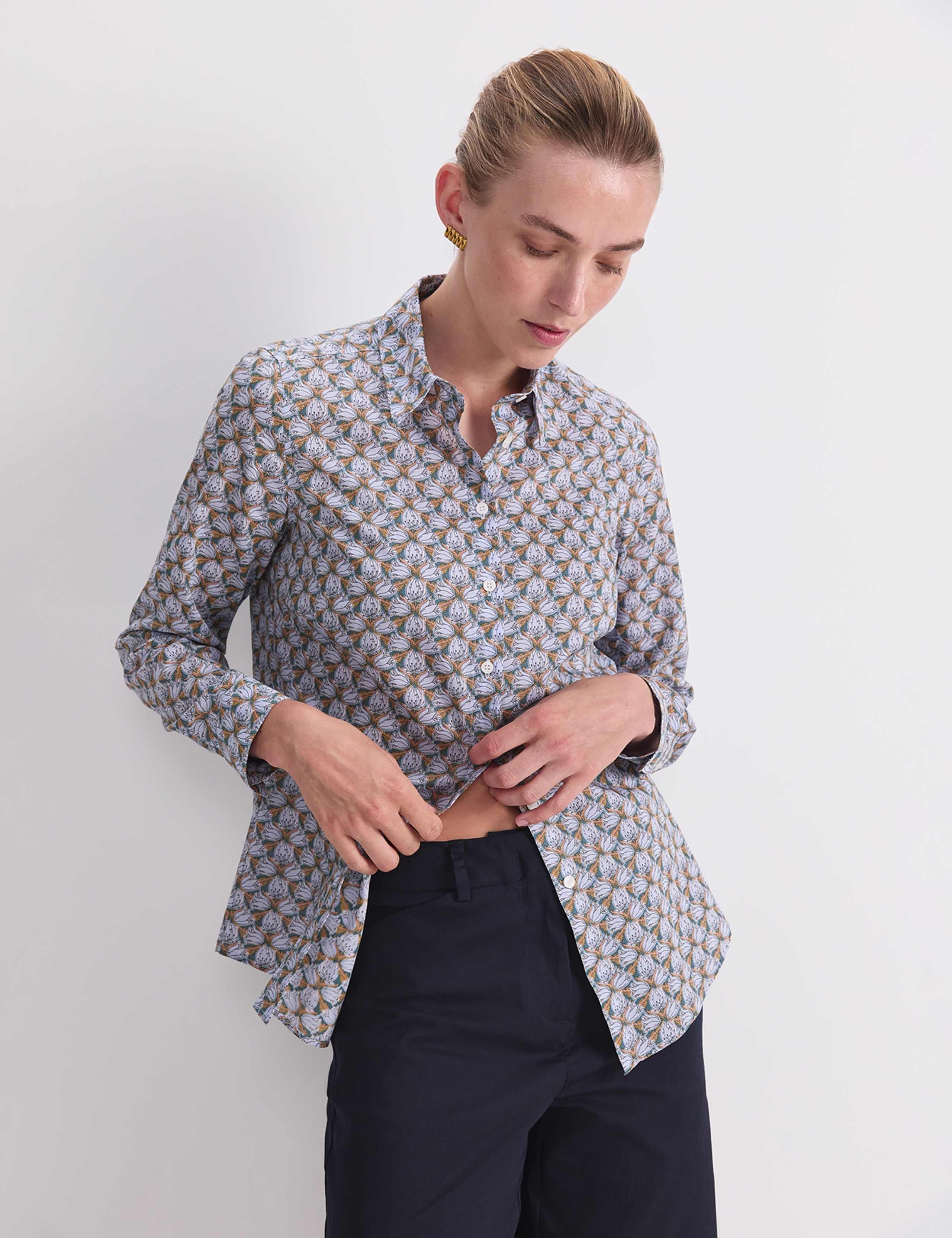 Pure Cotton Floral Button Through Shirt 6 of 7