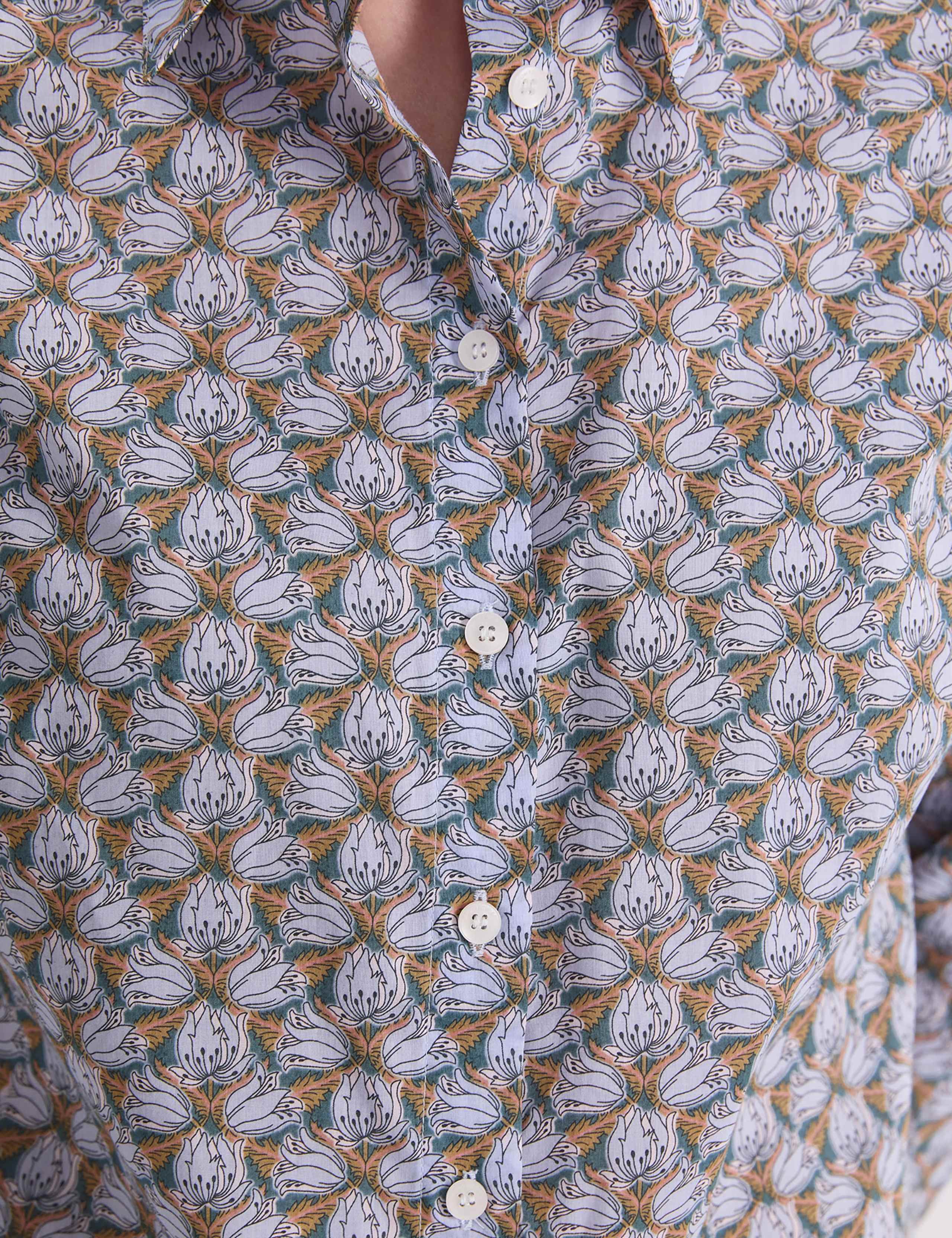 Pure Cotton Floral Button Through Shirt 7 of 7