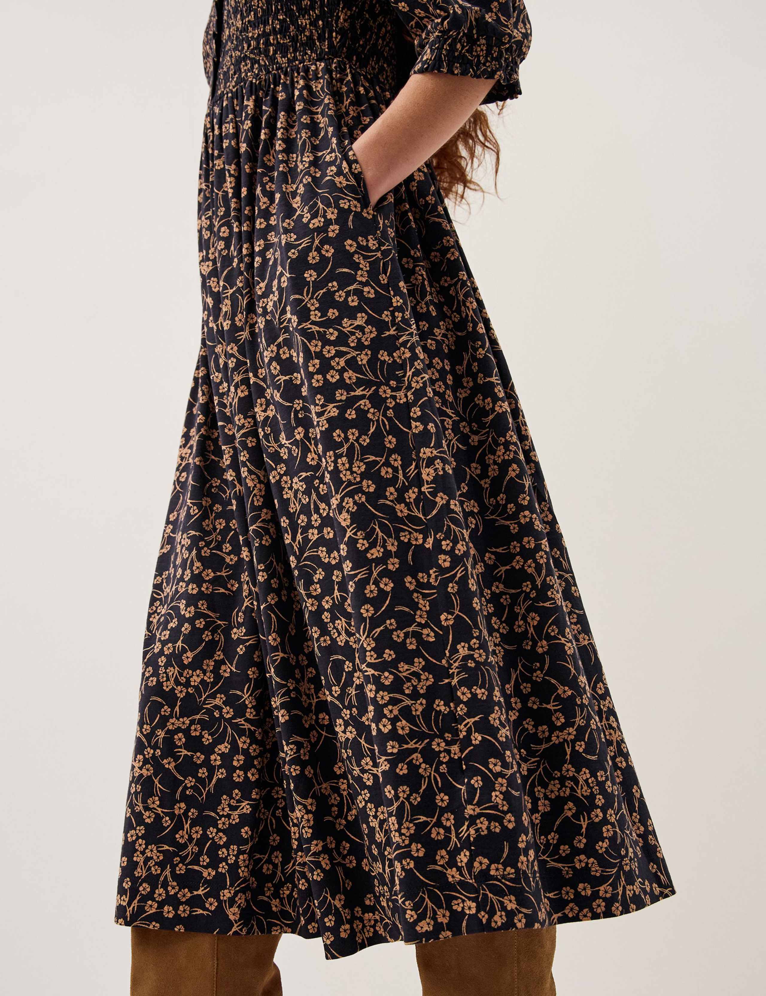 Jersey Floral Midi Skater Dress 3 of 4