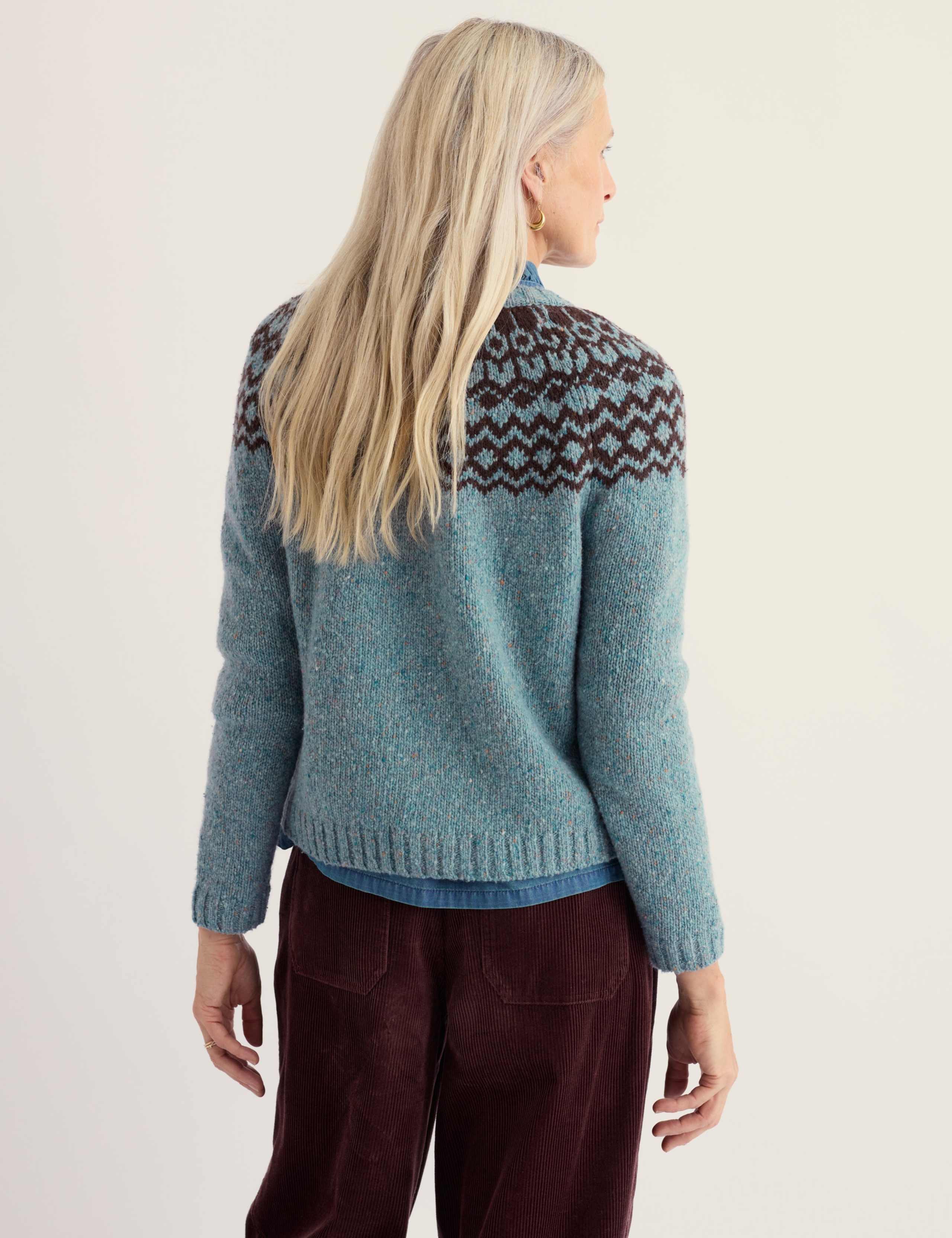 Merino Wool Rich Fairisle Button Front Cardigan 3 of 6