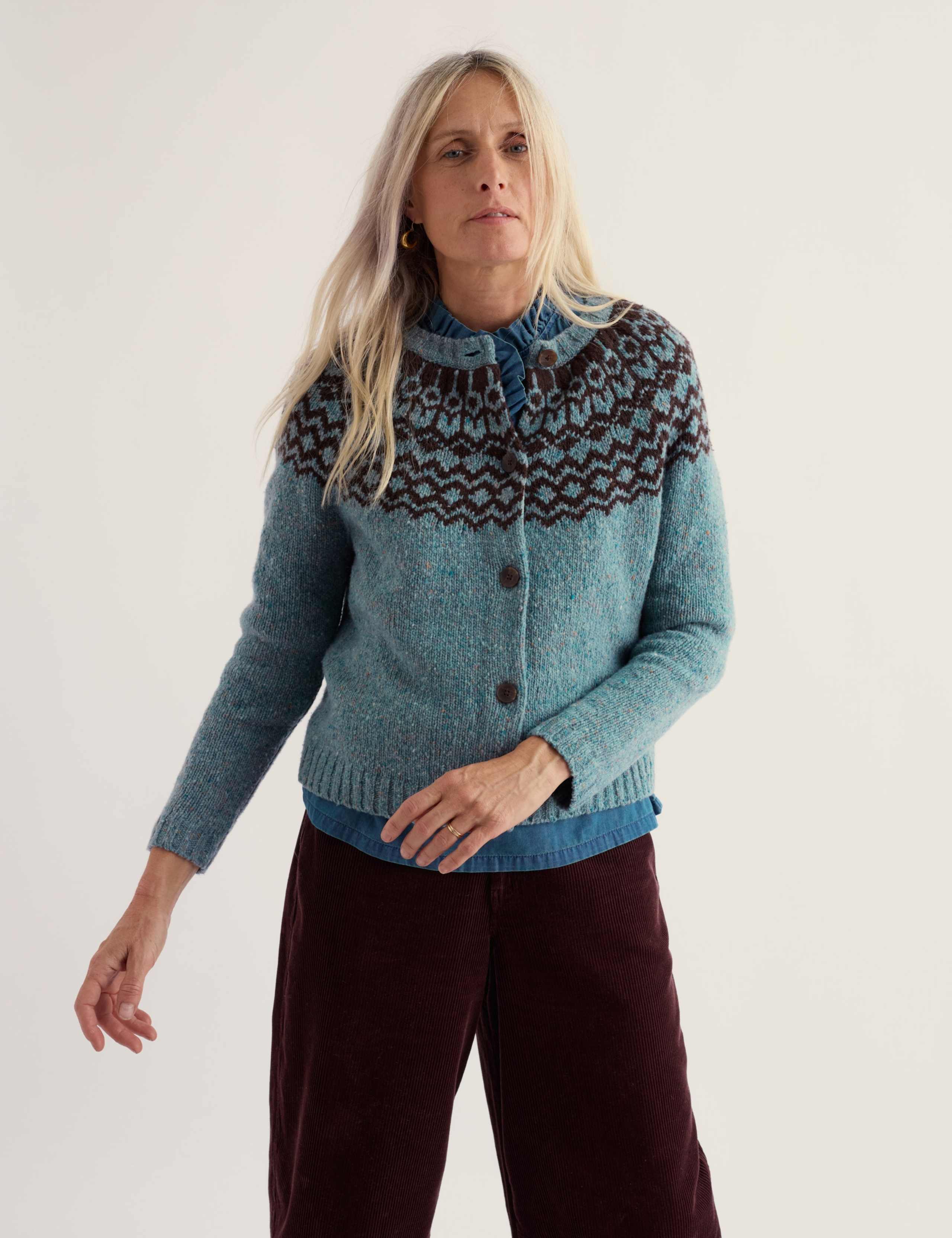 Merino Wool Rich Fairisle Button Front Cardigan 4 of 6