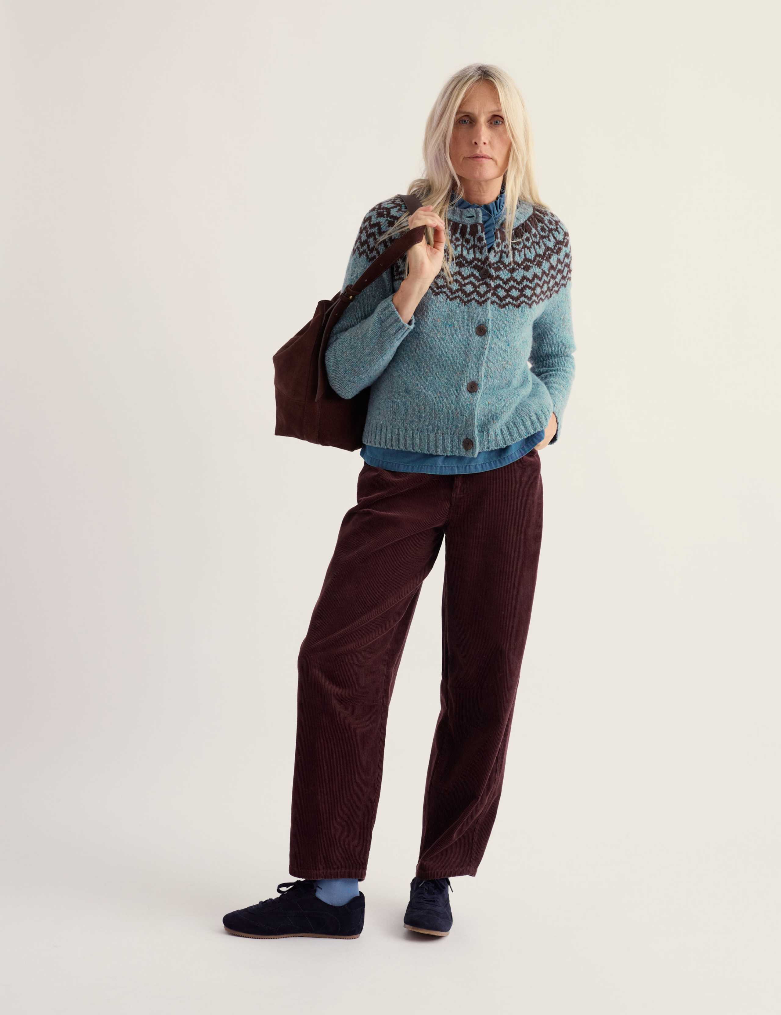 Merino Wool Rich Fairisle Button Front Cardigan 6 of 6