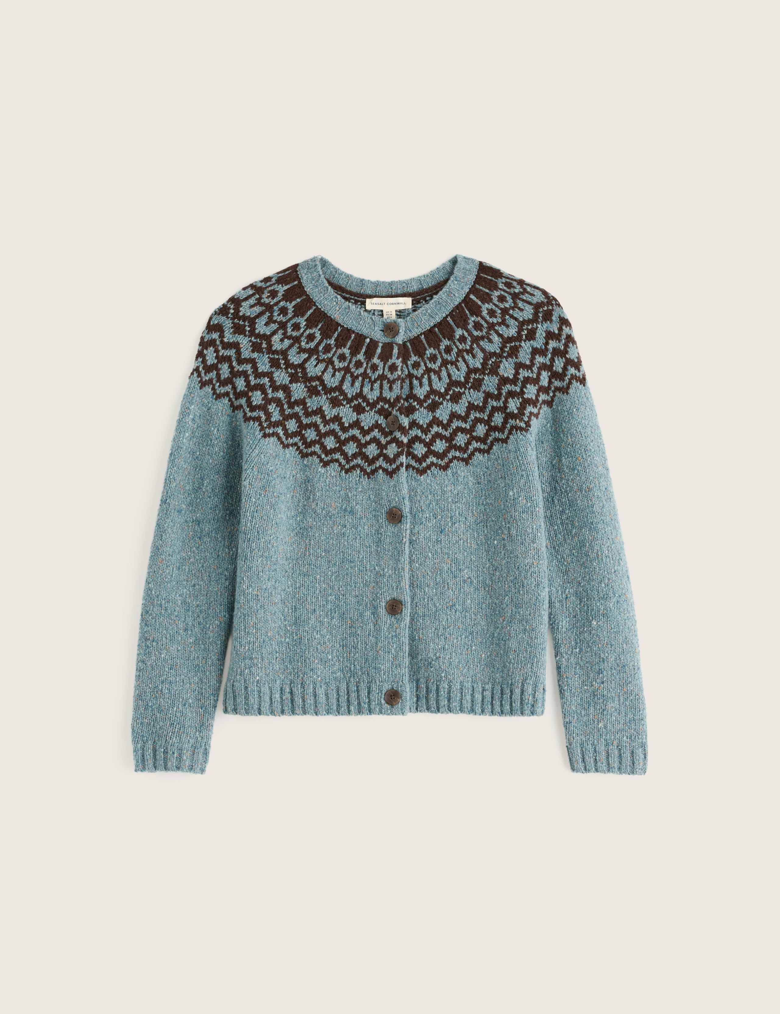 Merino Wool Rich Fairisle Button Front Cardigan 2 of 6