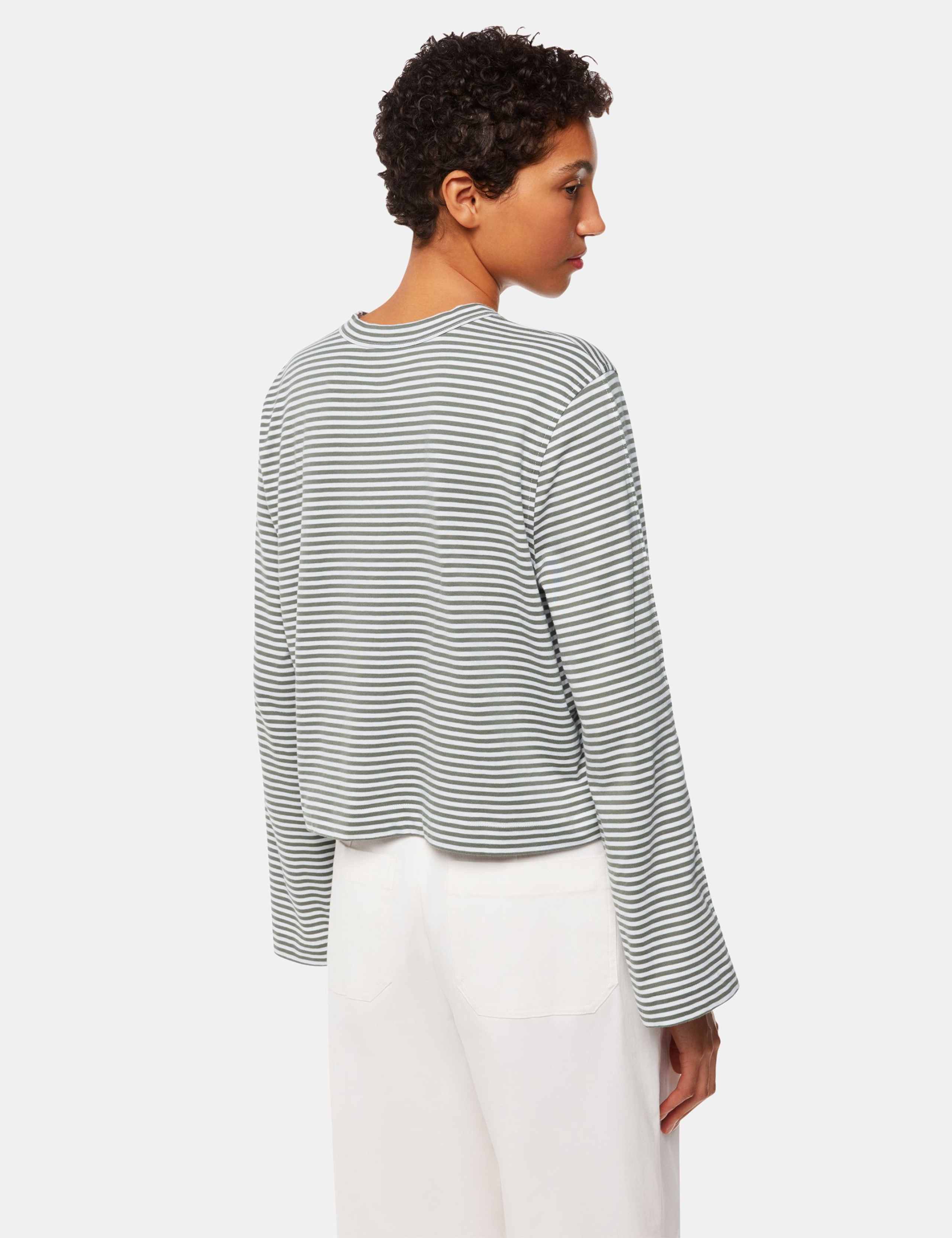 Pure Cotton Striped Crop T-Shirt 3 of 4