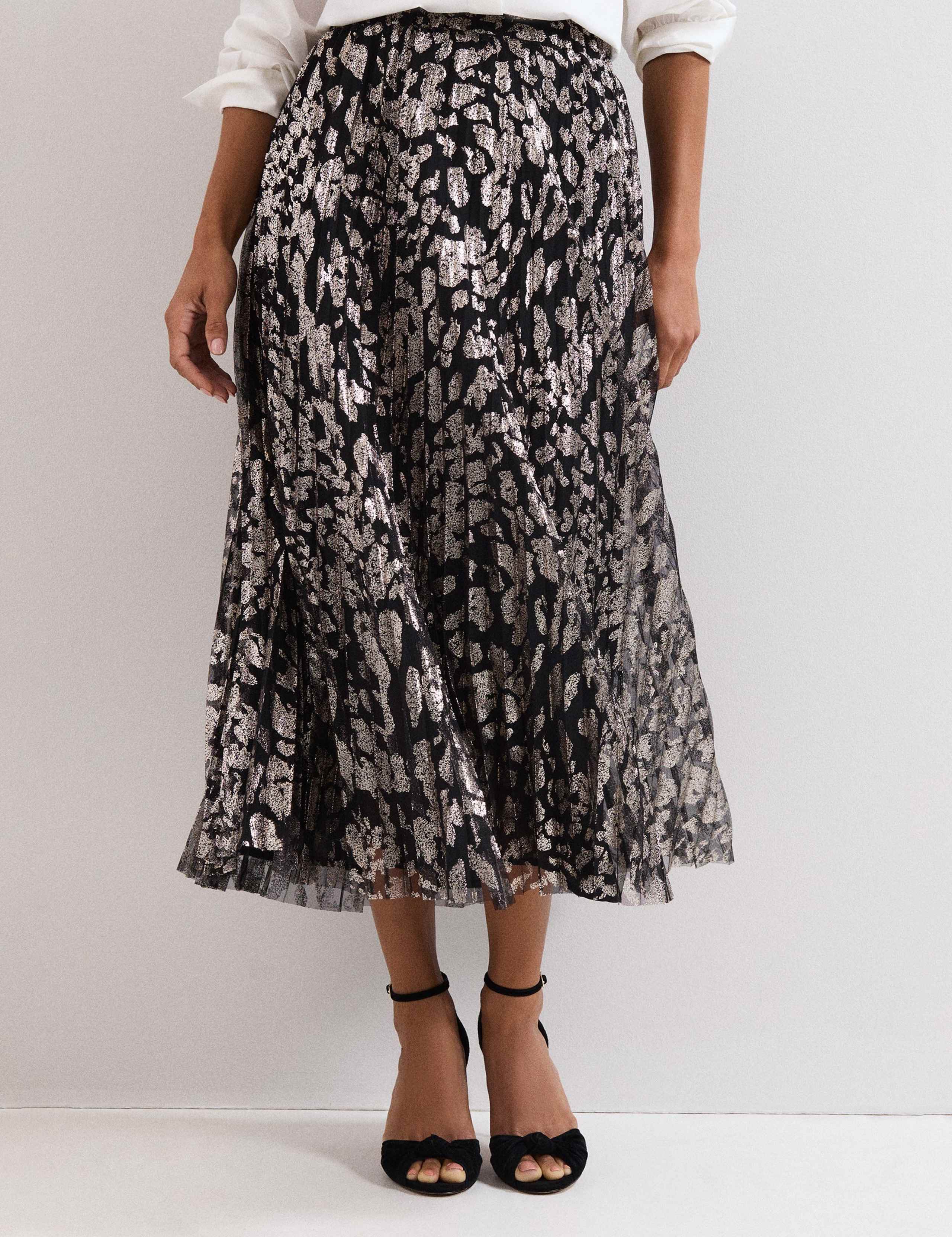 Animal Print Foil Pleated Midi Skirt 7 of 7