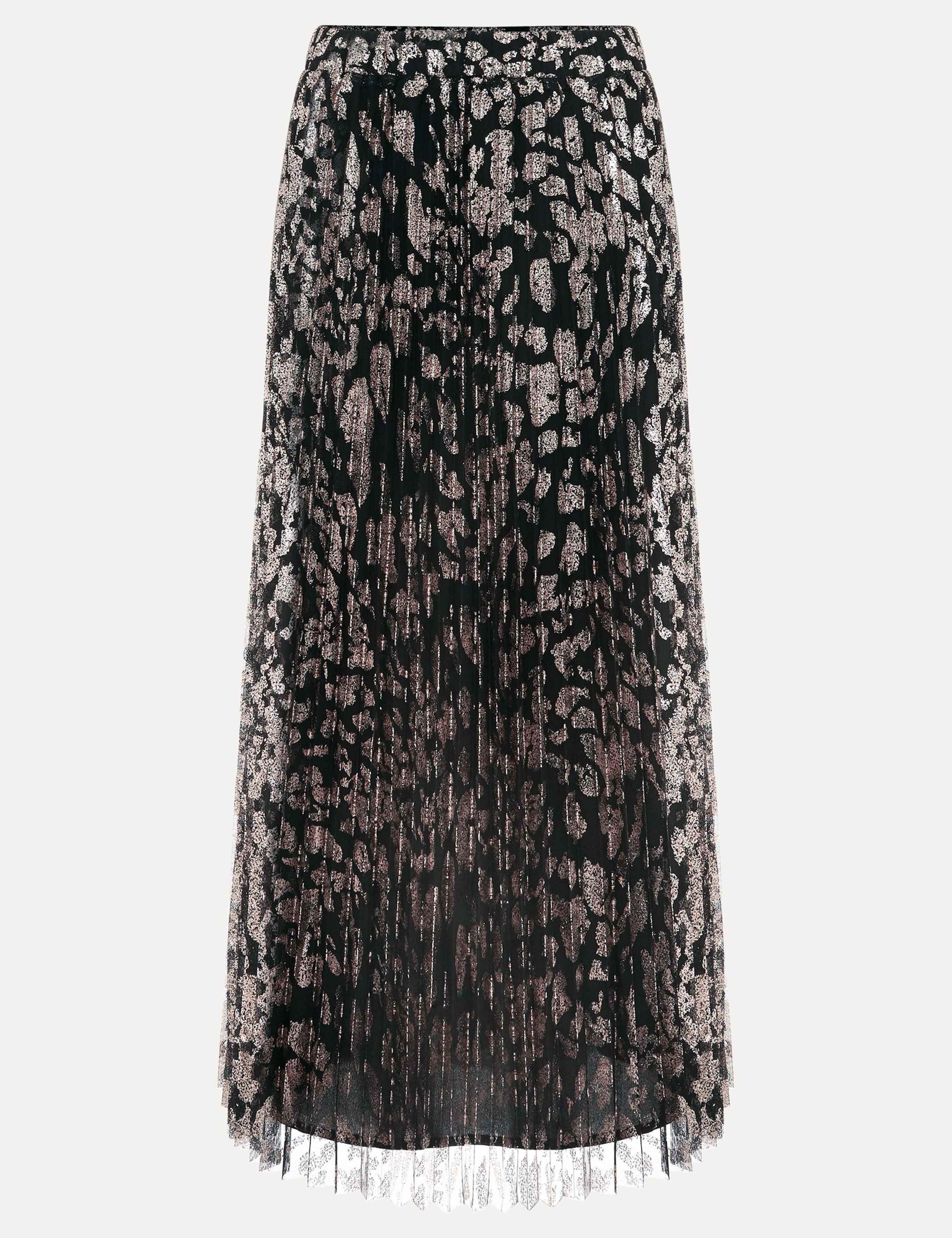 Animal Print Foil Pleated Midi Skirt 2 of 7