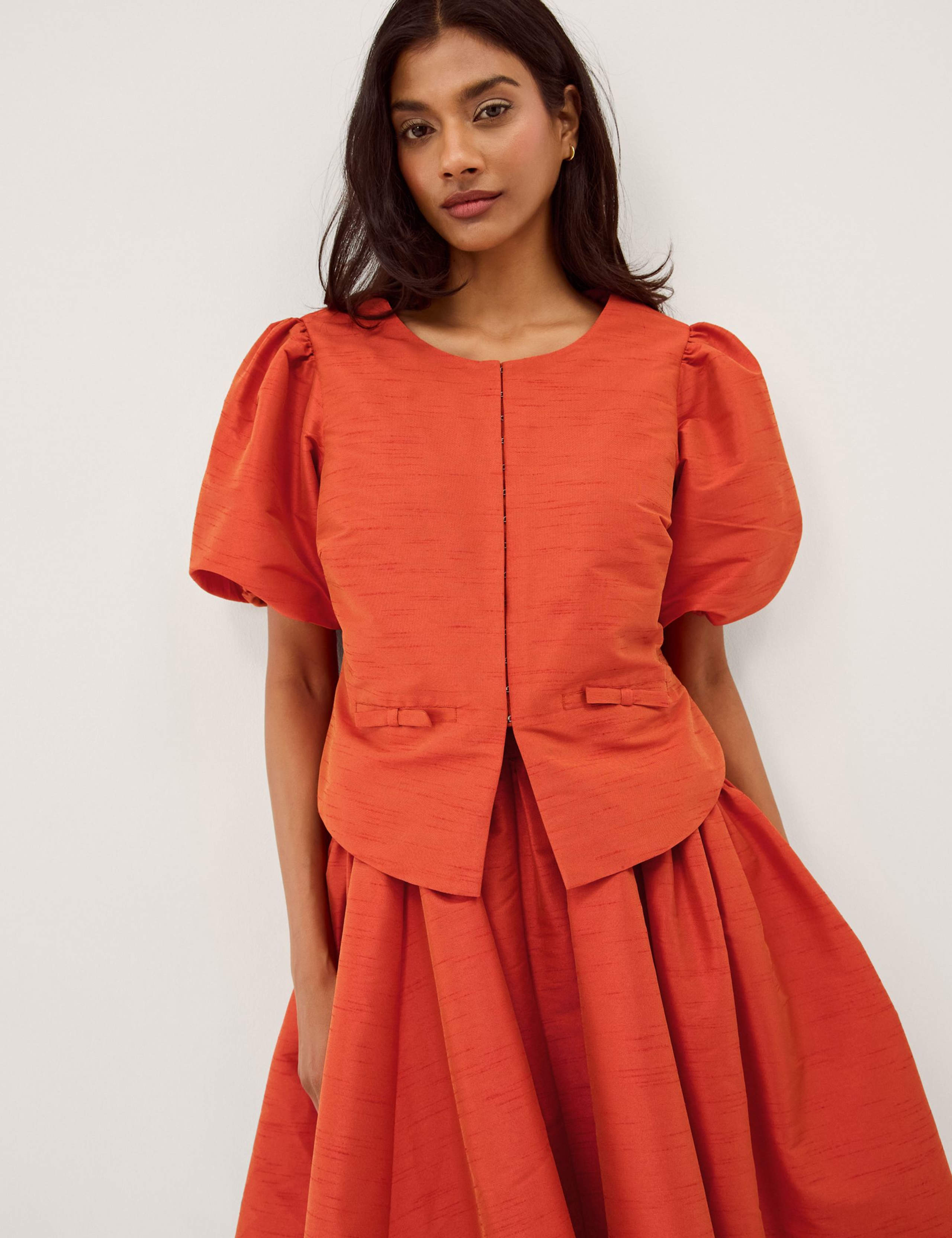 Bow Pocket Puff Sleeve Jacket 1 of 5