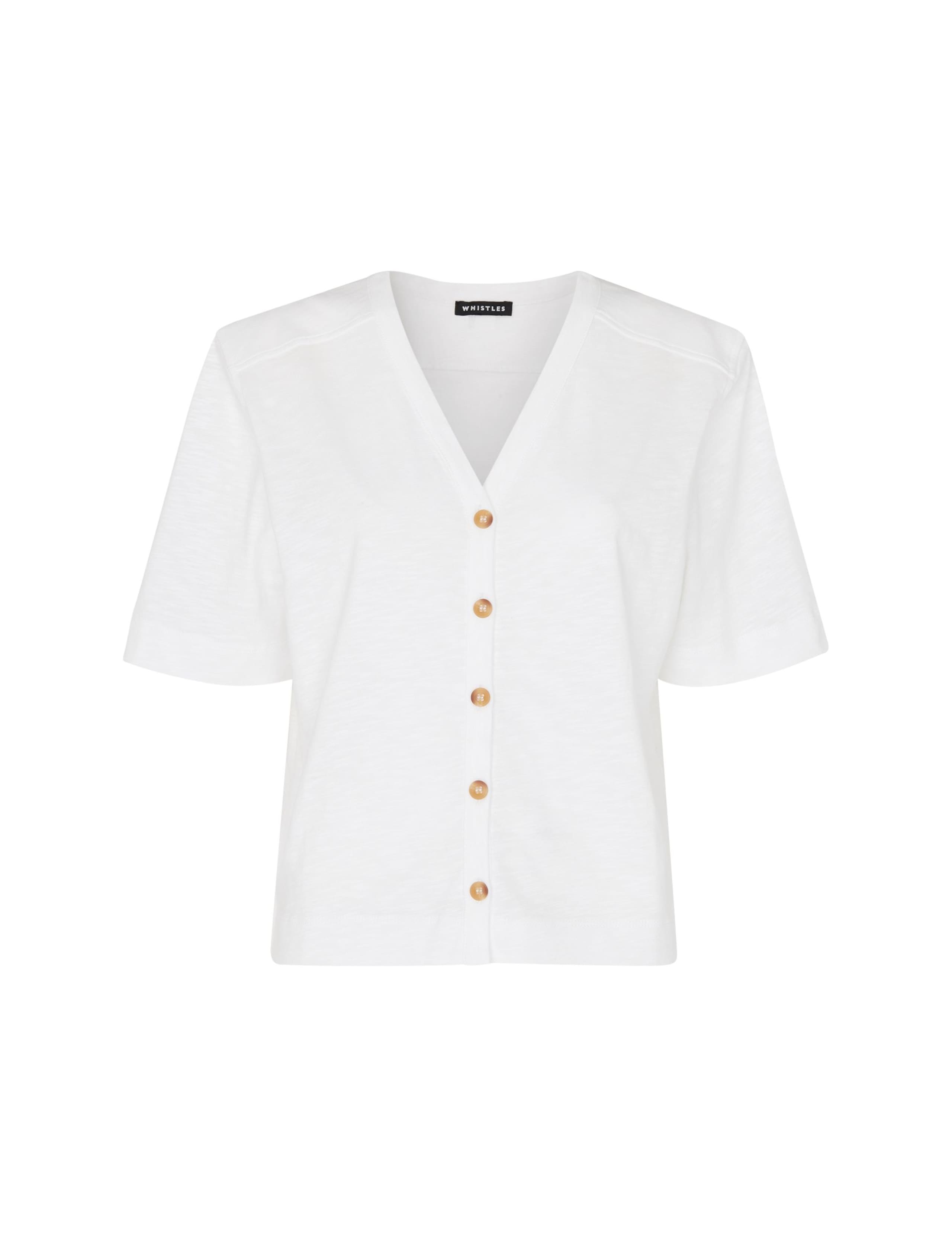 Pure Cotton V-Neck Button Through T-Shirt 2 of 4