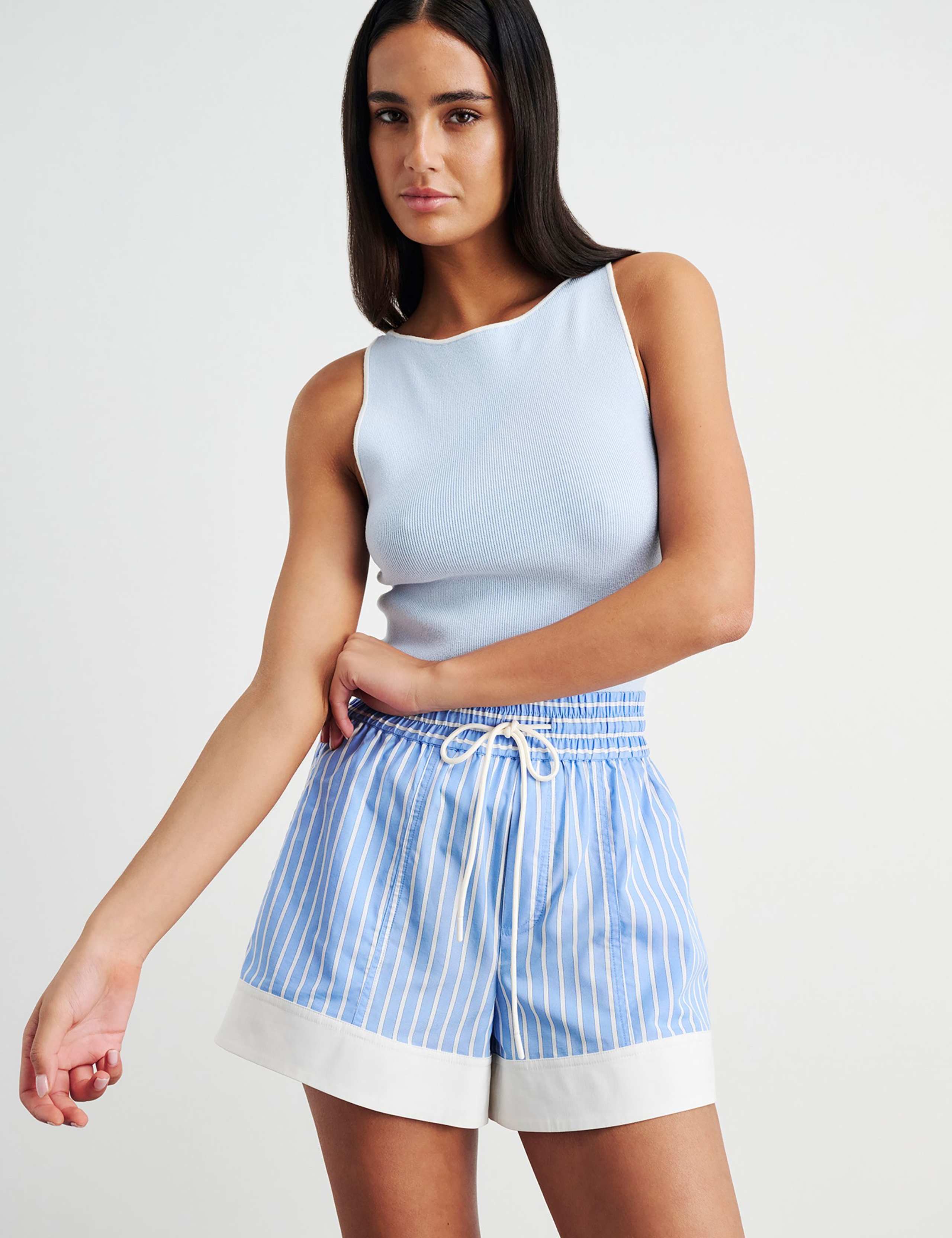 Striped Drawstring Shorts with Lyocell 2 of 8