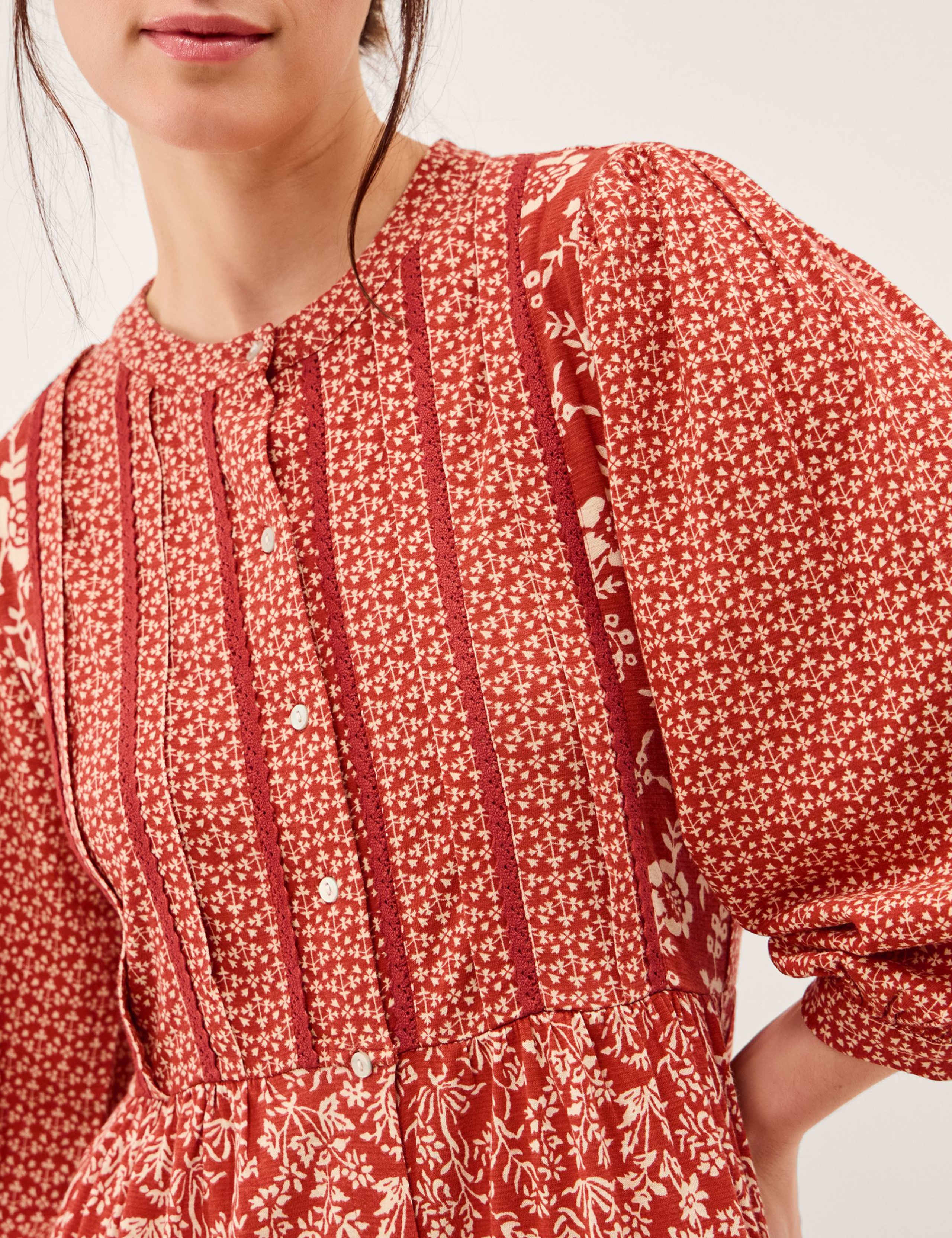 Jersey Floral Midi Tiered Dress 3 of 5