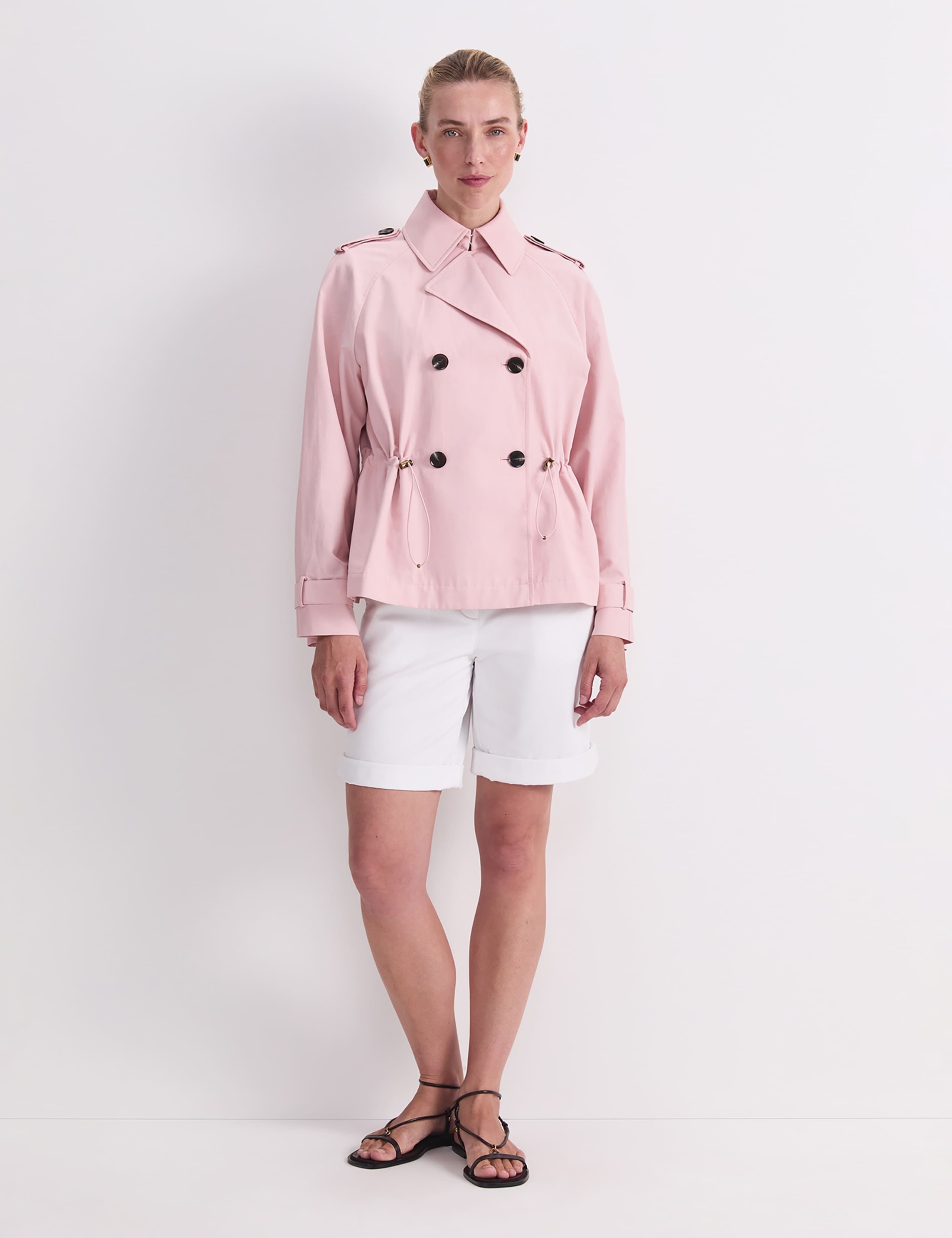 Cotton Rich Waisted Short Trench Coat 2 of 6