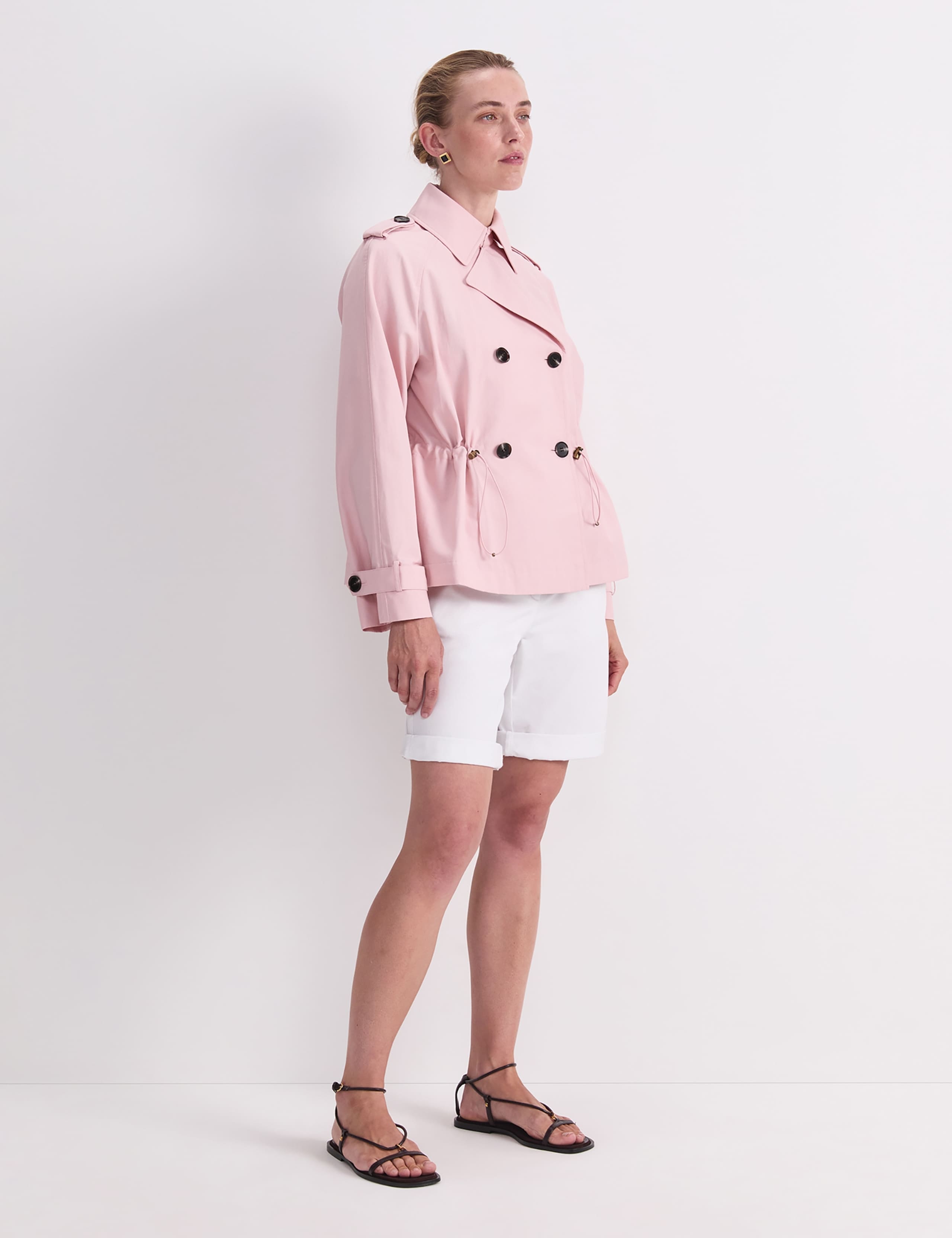 Cotton Rich Waisted Short Trench Coat 4 of 6