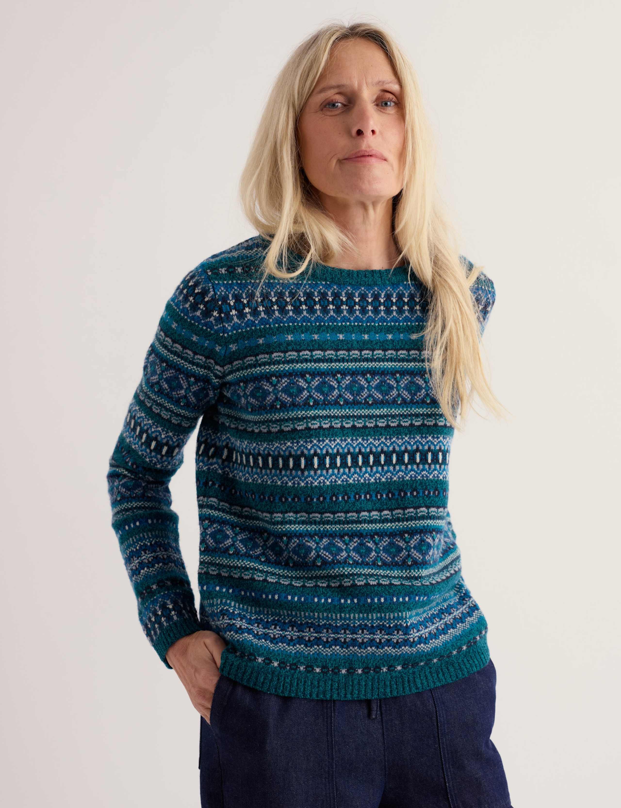 Merino Wool Rich Fairisle Round Neck Jumper 3 of 5