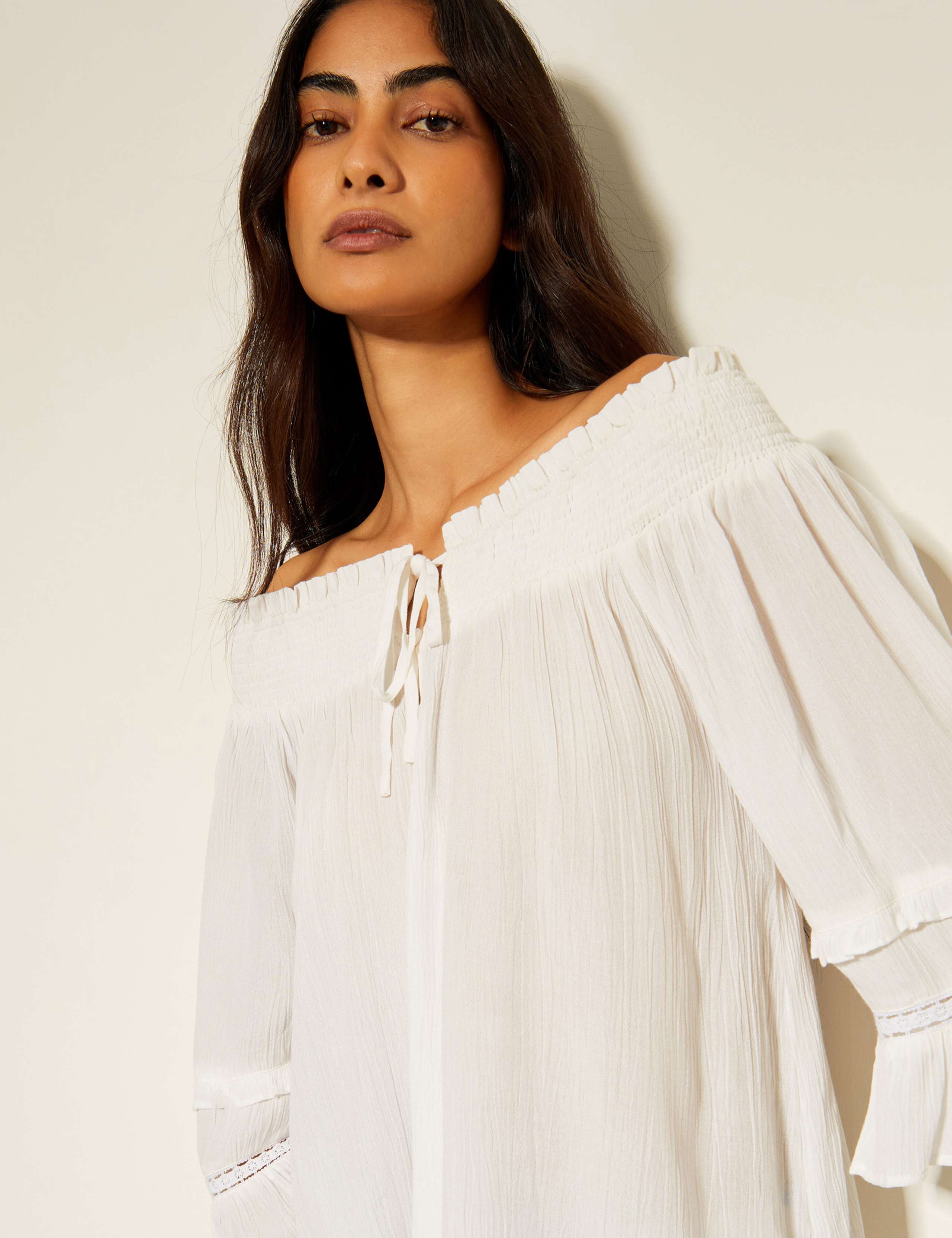 Smocked Detail Off The Shoulder Top 2 of 4