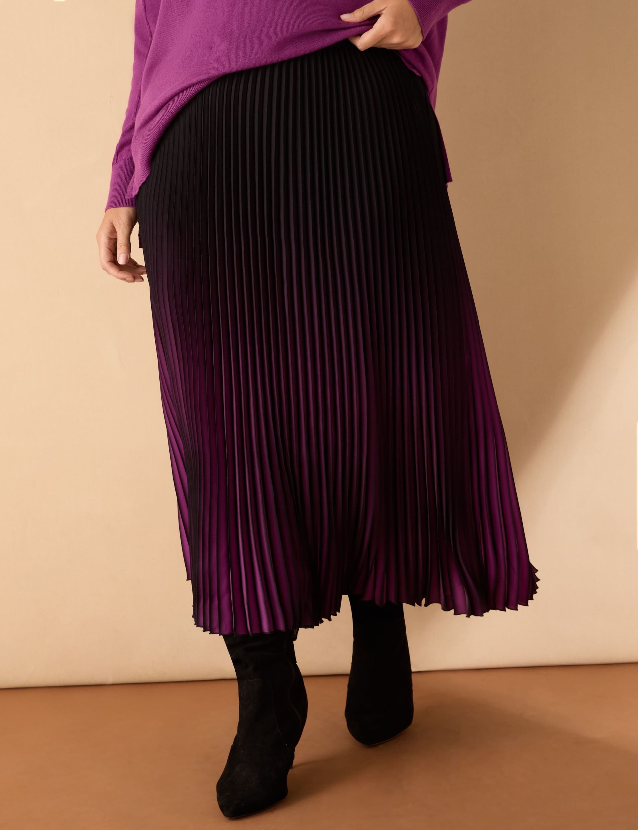 Ombré Plissé Midi Skirt 2 of 6
