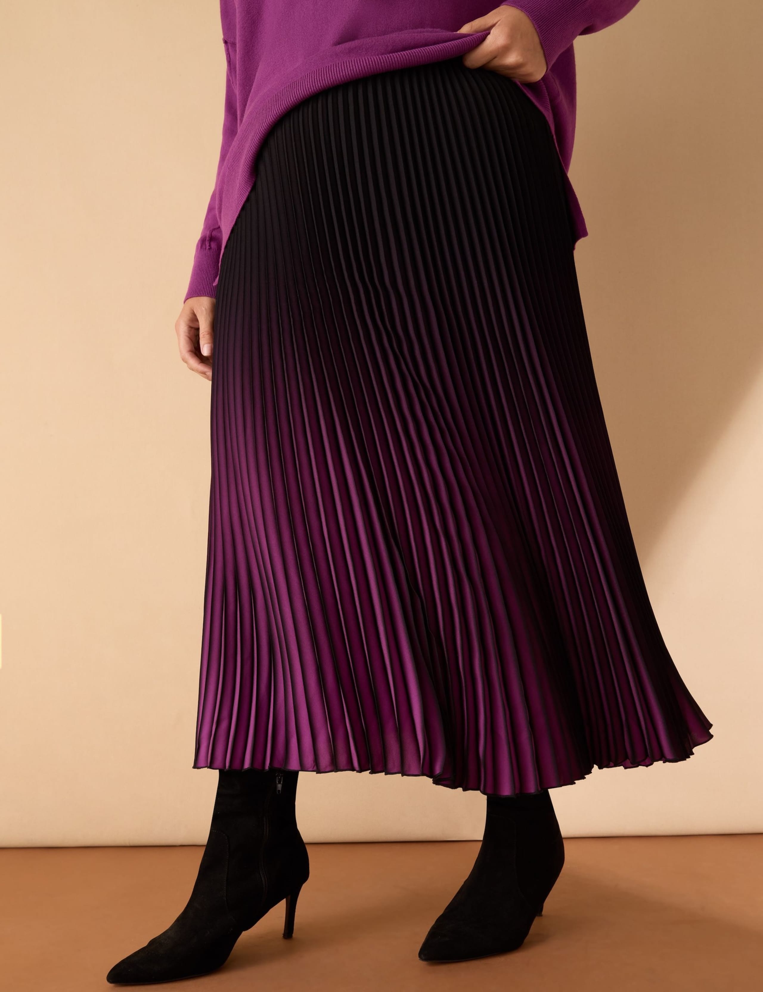 Ombré Plissé Midi Skirt 4 of 6