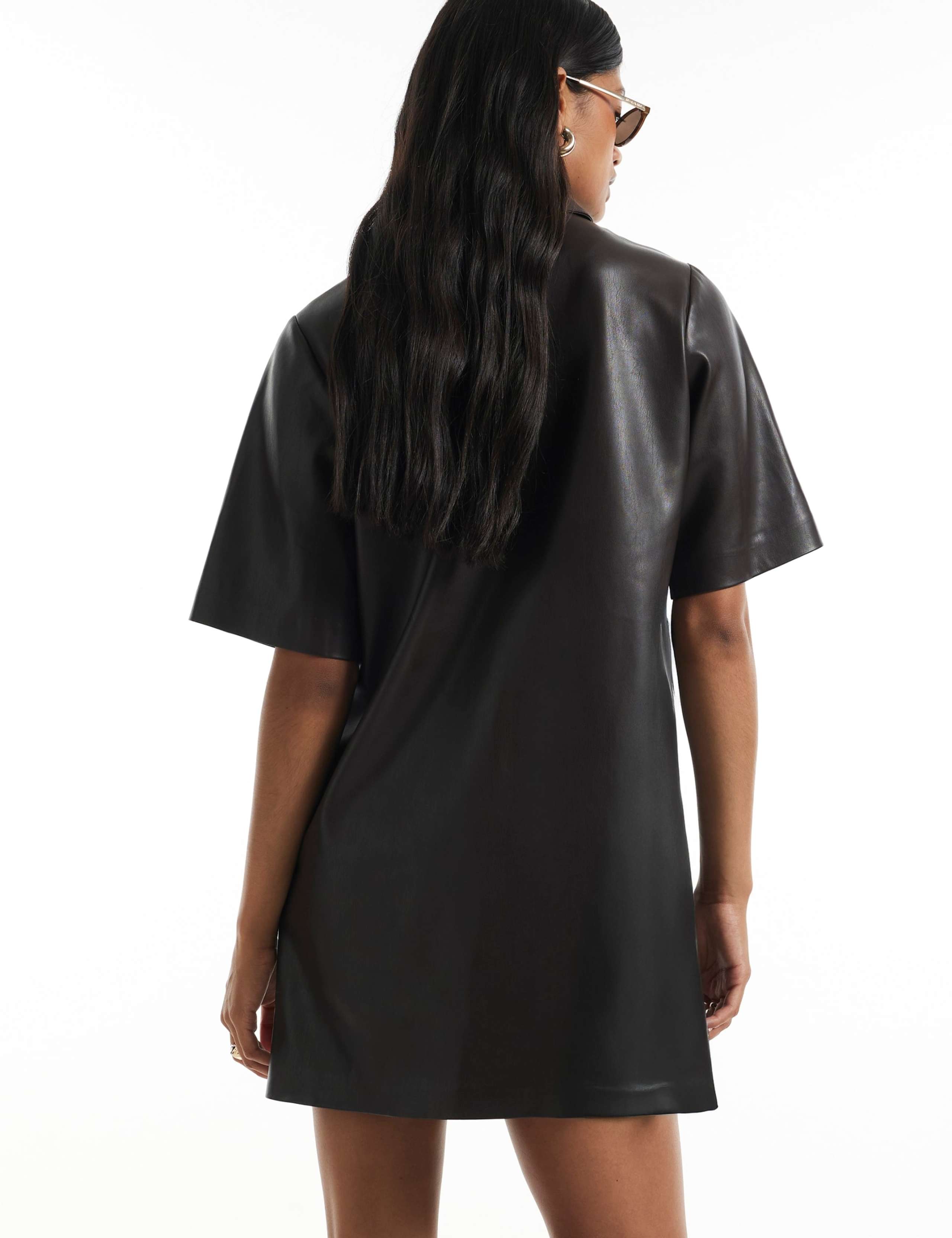 Collared Zip Up Mini T-Shirt Dress 2 of 4