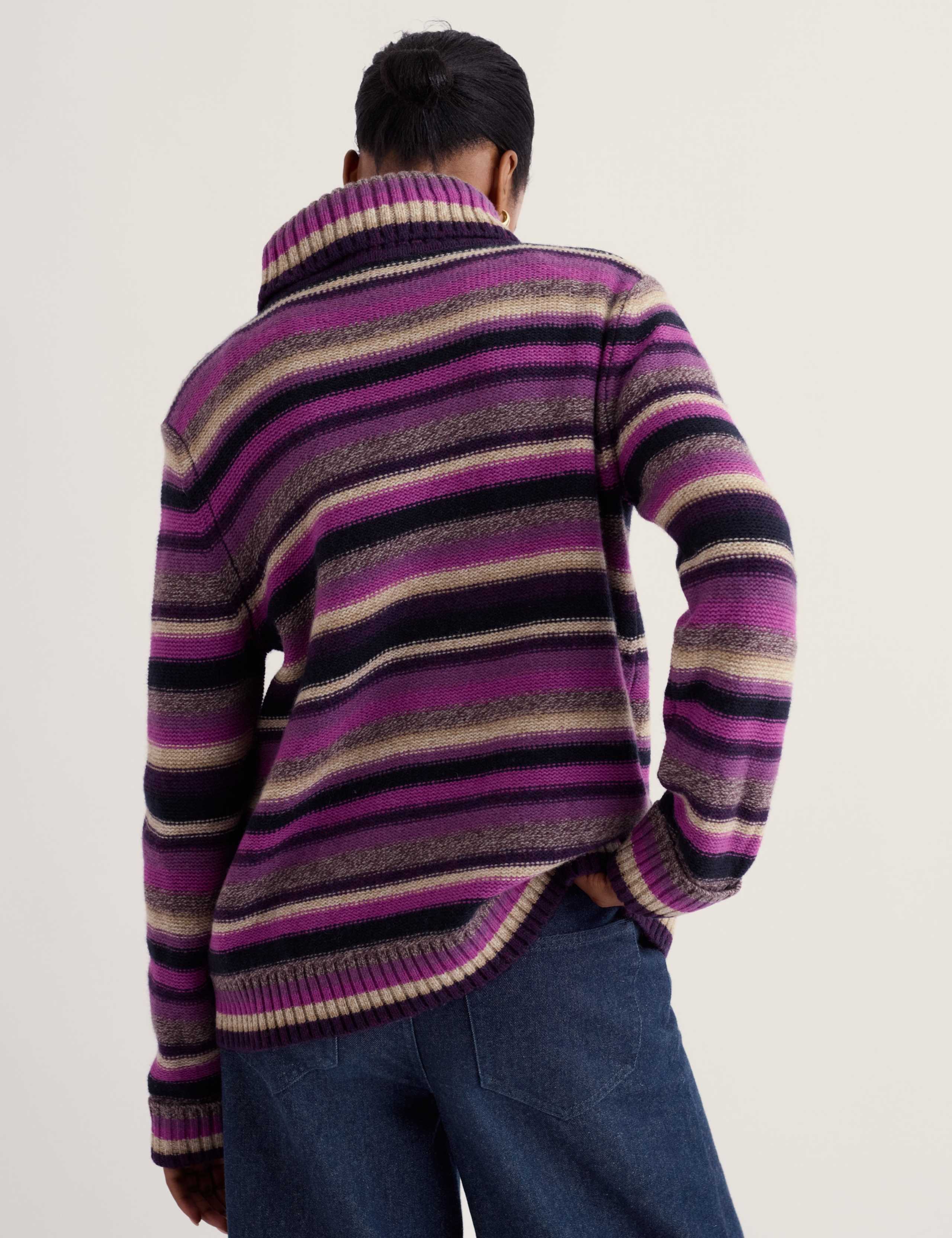 Wool Rich Striped Roll Neck A Line Jumper 5 of 6