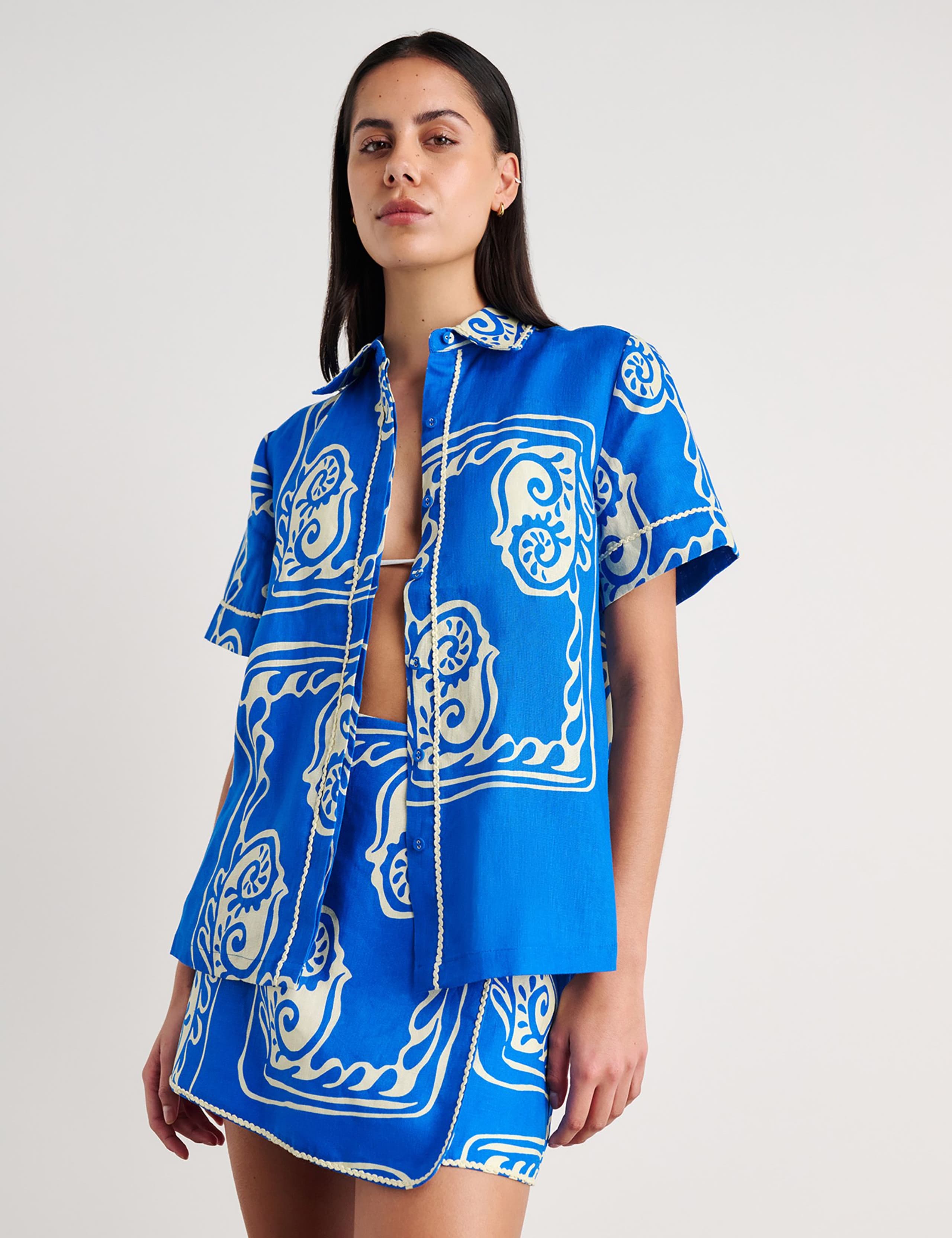 Pure Linen Printed Mini Wrap Skirt 4 of 5