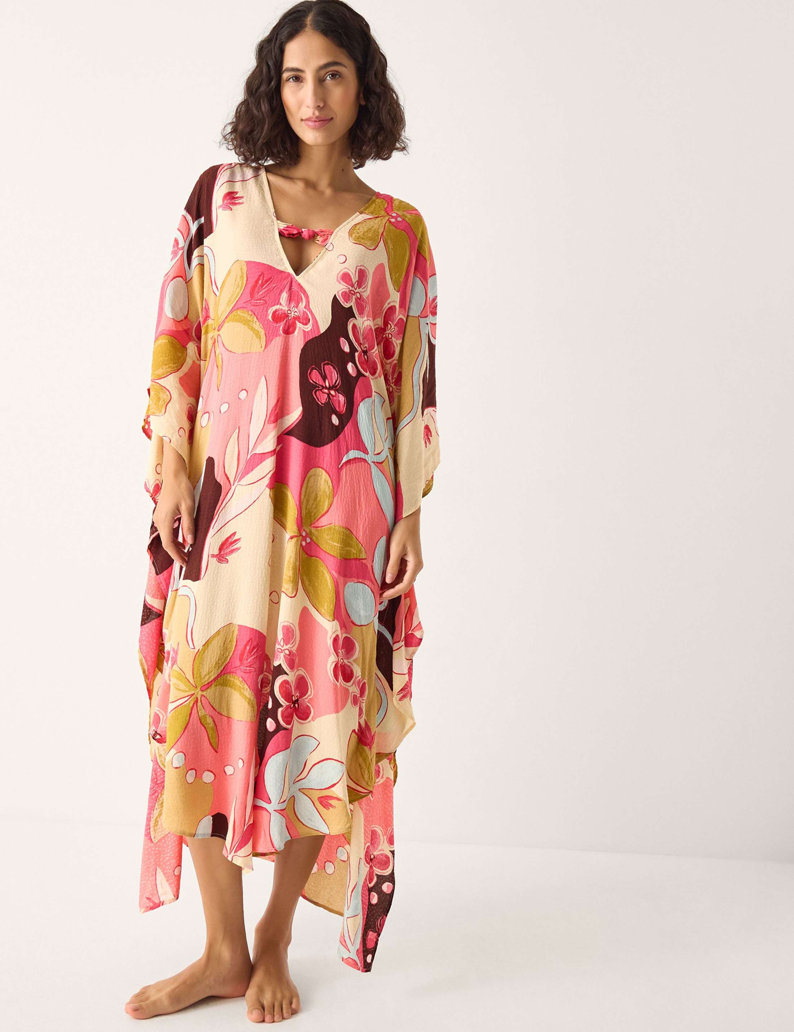 Floral V-Neck Midi Kaftan Dress 3 of 5