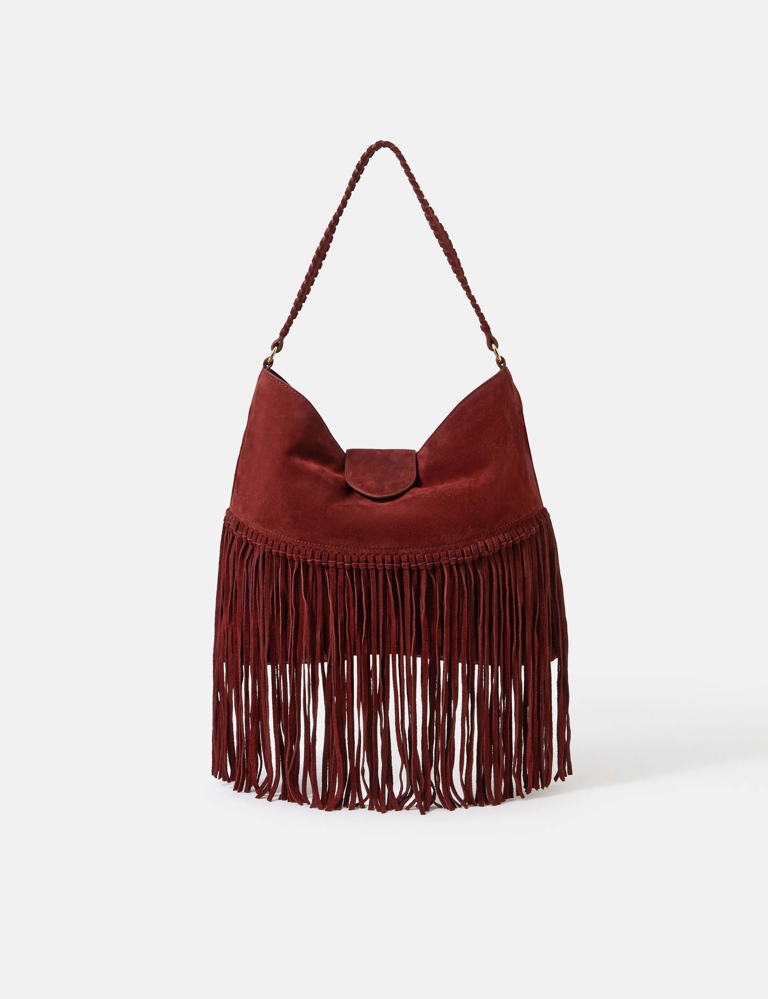 Suede Fringed Shoulder Bag 1 of 5