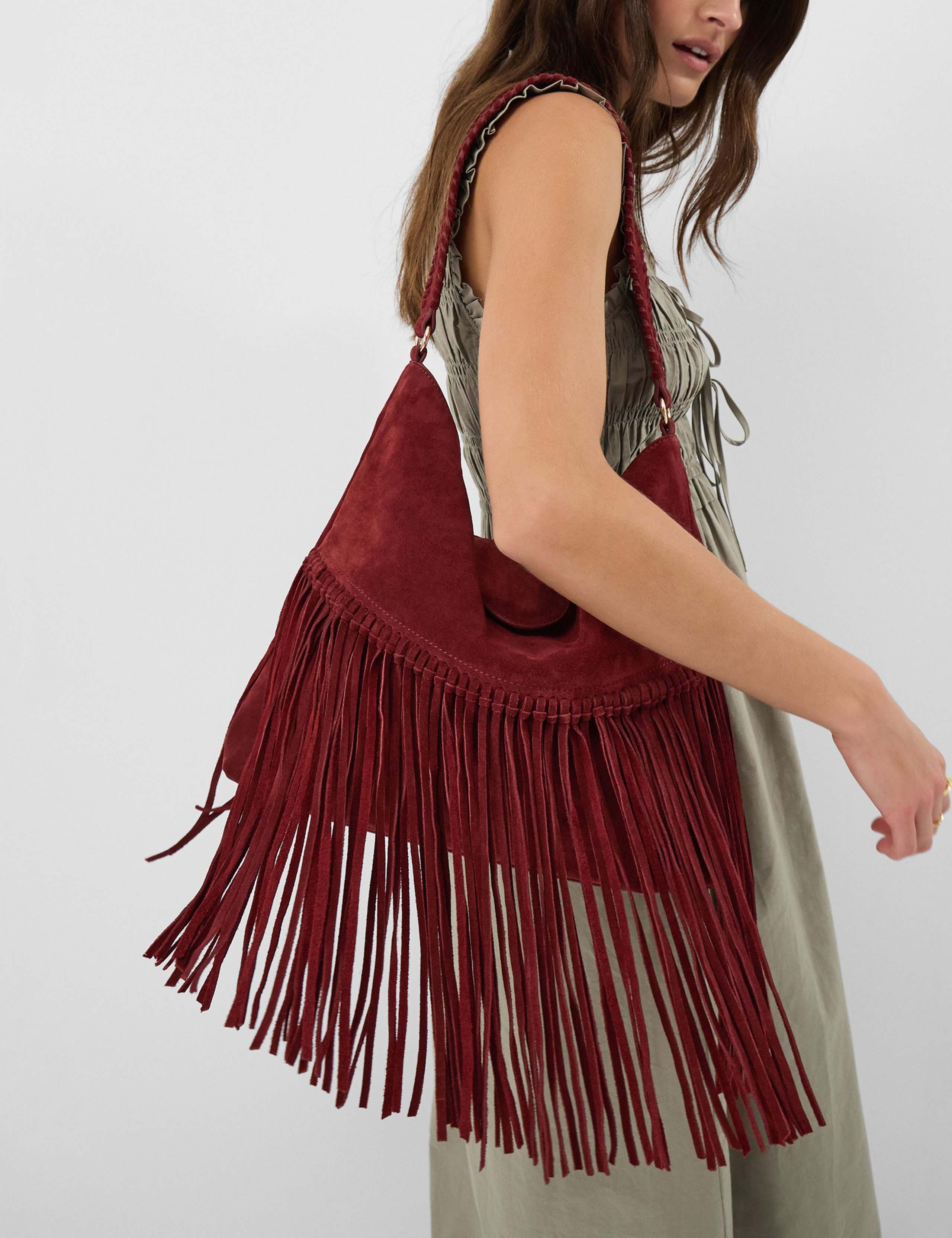 Suede Fringed Shoulder Bag 3 of 5