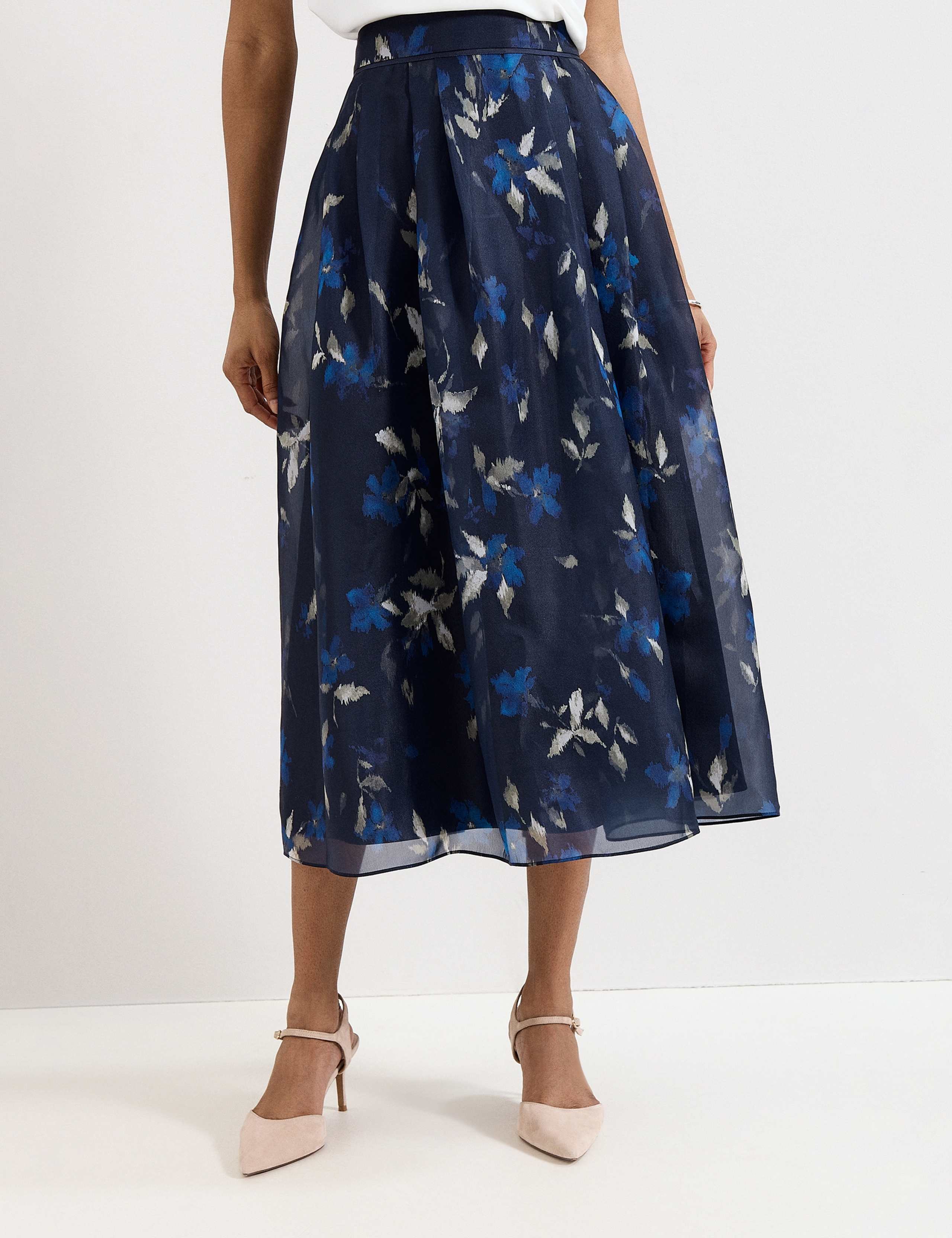 Floral Pleated Midi Skirt 3 of 7