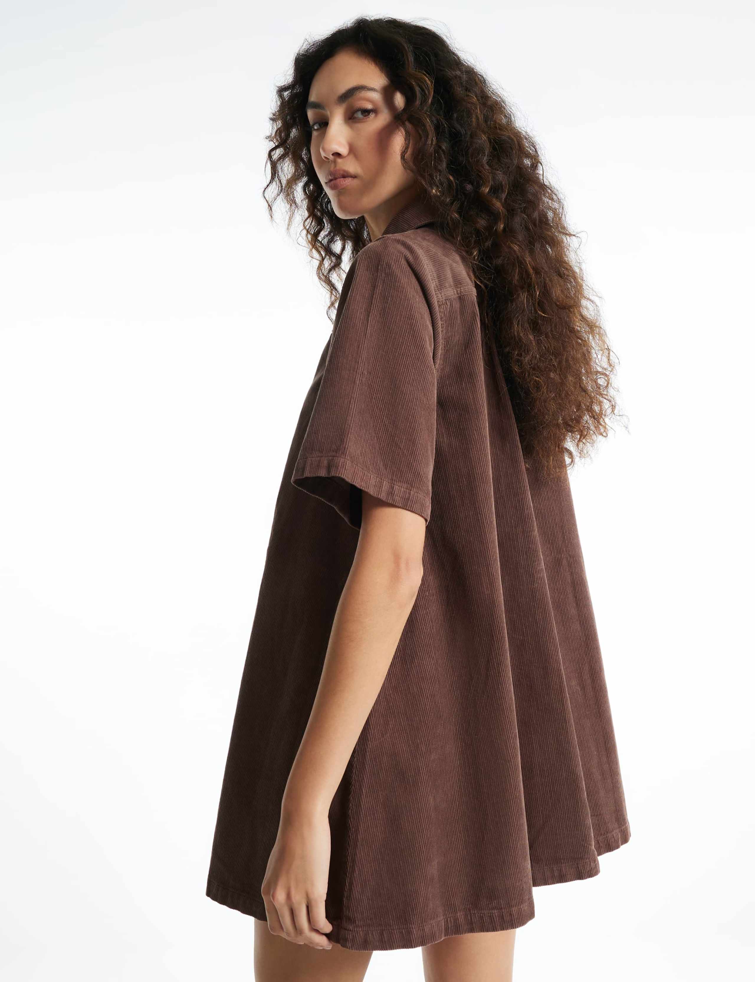 Cord Button Front Mini Smock Dress 3 of 7