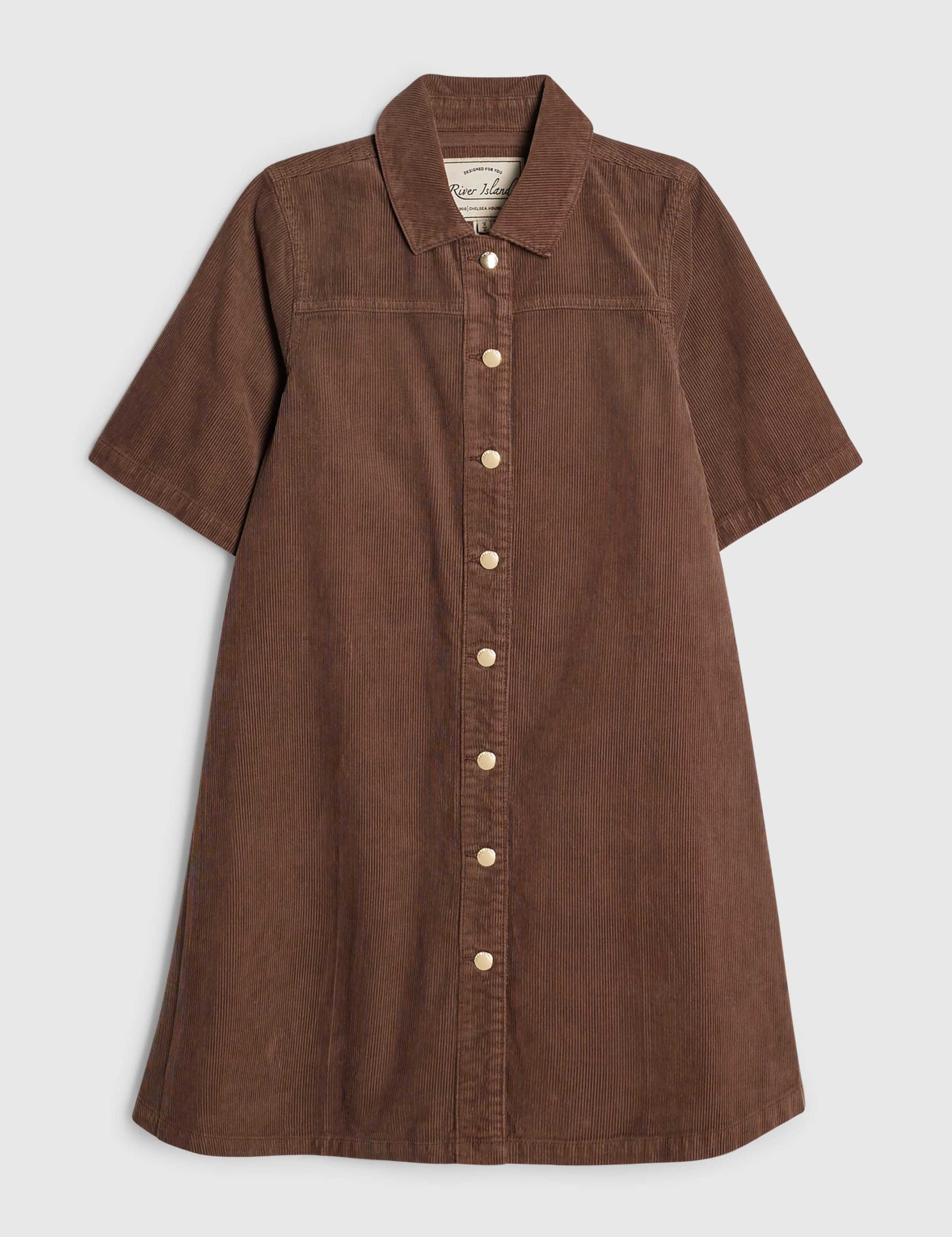 Cord Button Front Mini Smock Dress 7 of 7