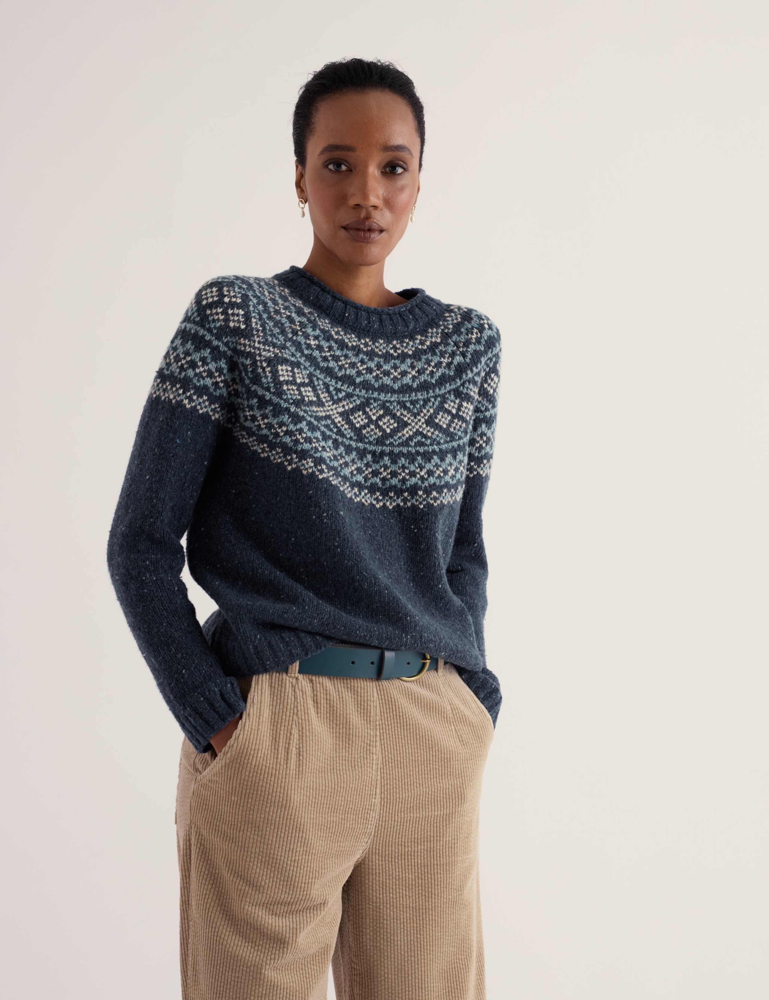 Merino Wool Rich Fairisle Crew Neck Relaxed Jumper 4 of 5