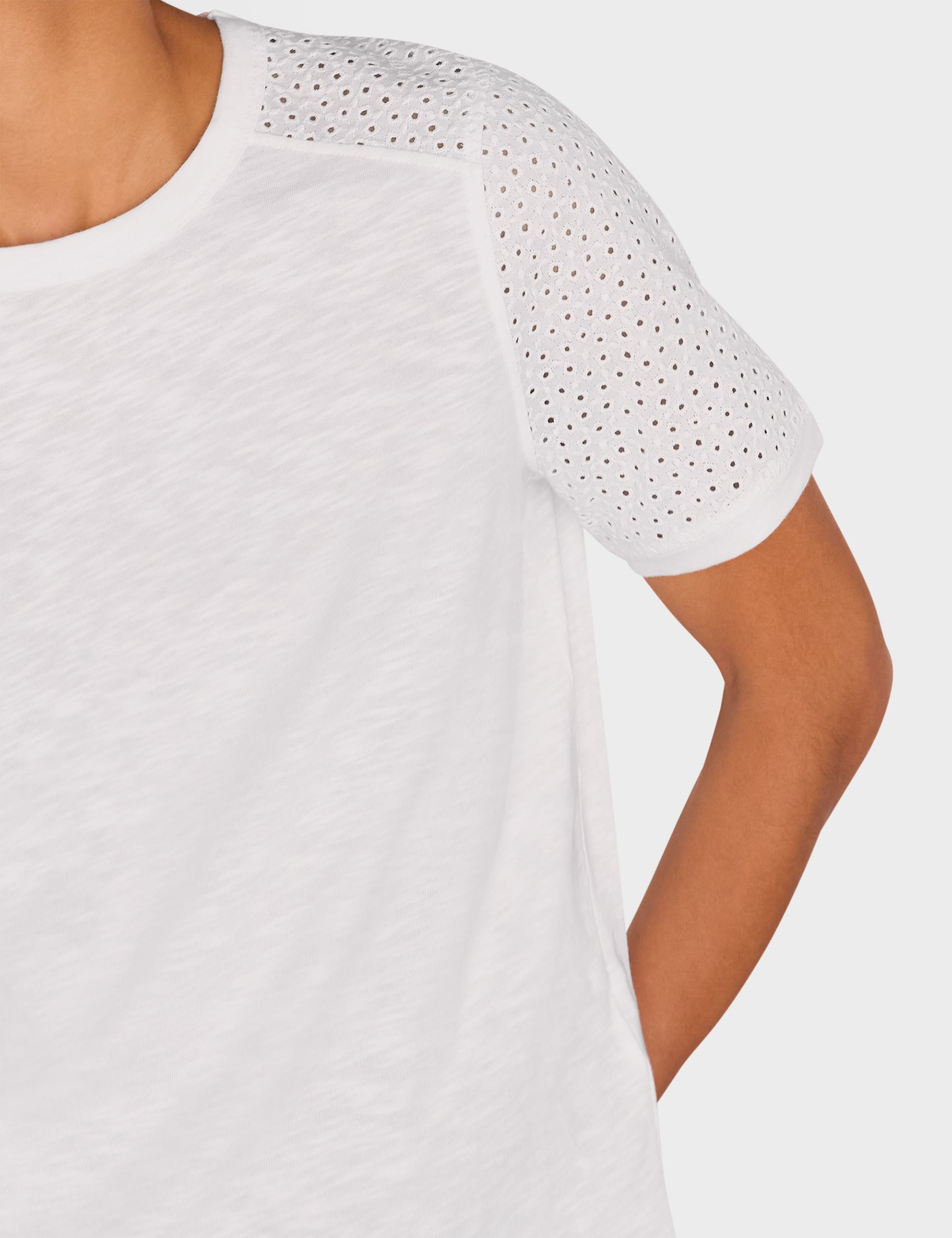 Pure Cotton Broderie Detail T-Shirt 3 of 4