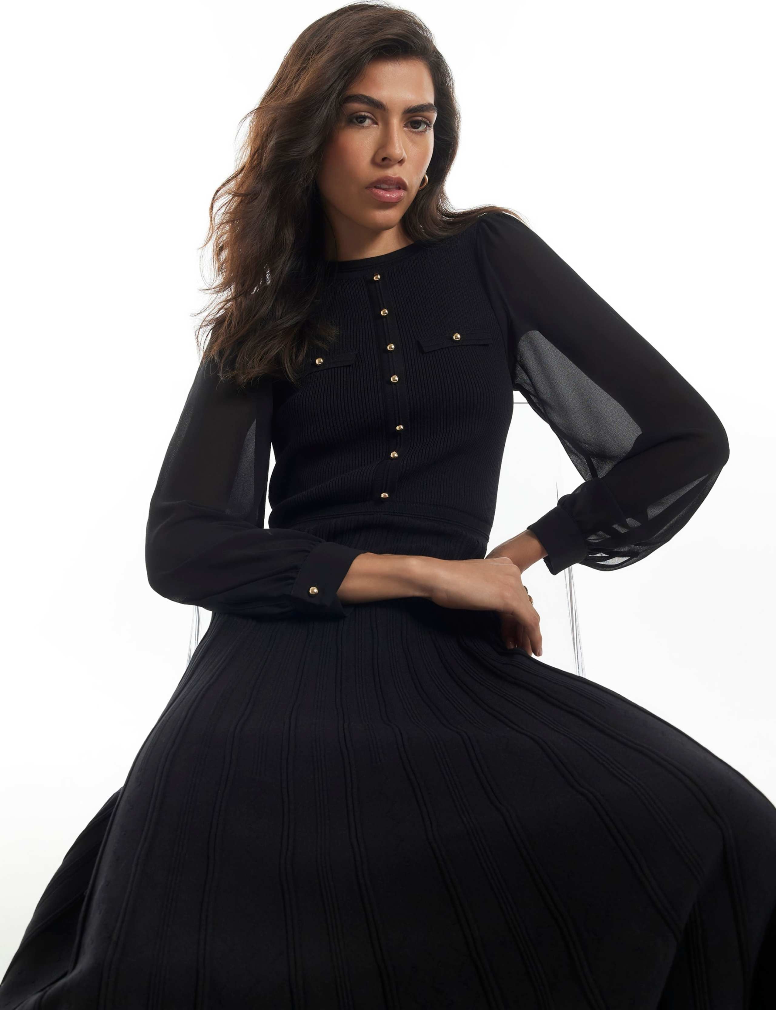 Pure Cotton Textured Crew Neck Maxi Dress 4 of 4