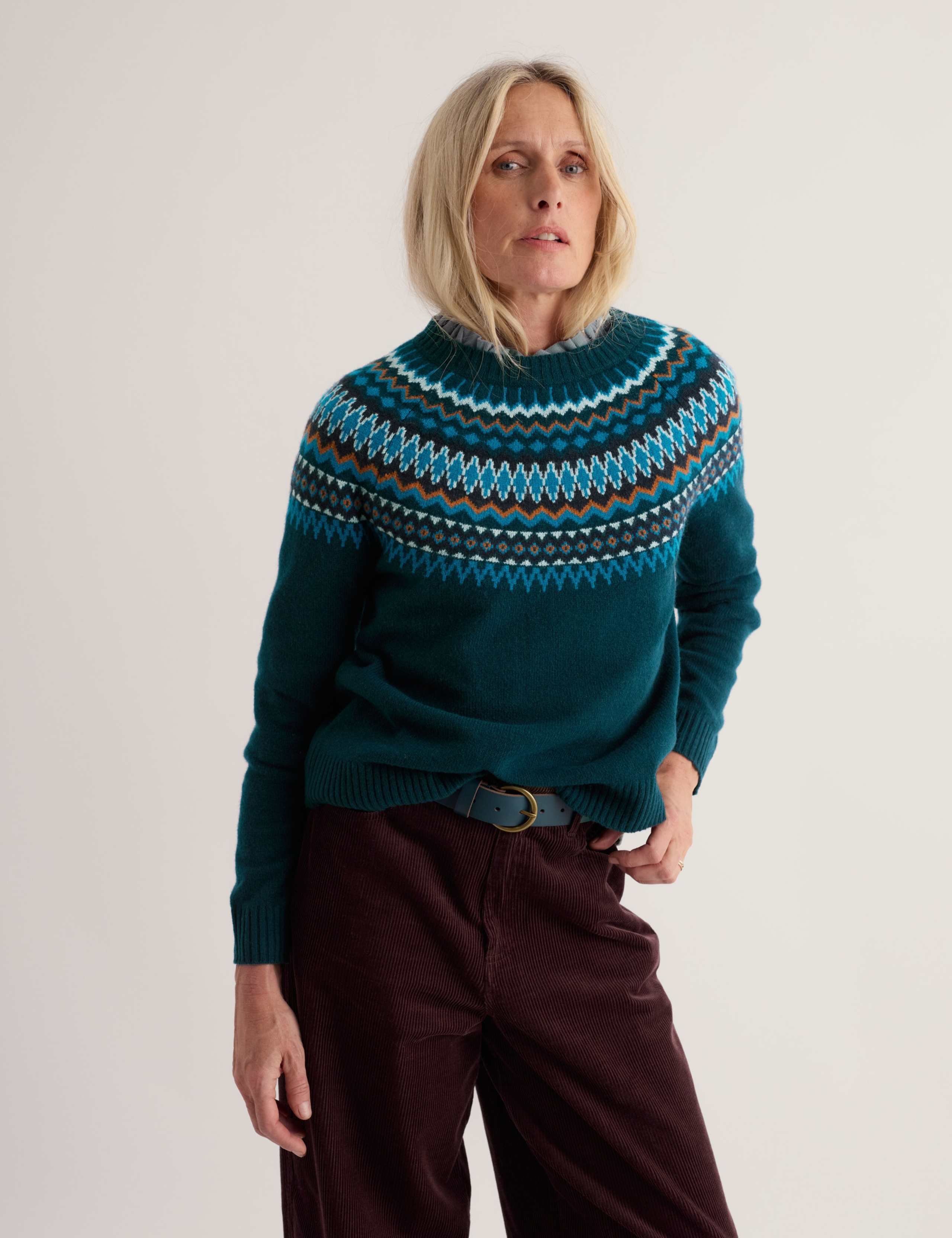 Merino Wool Rich Fairisle Crew Neck Jumper 1 of 5