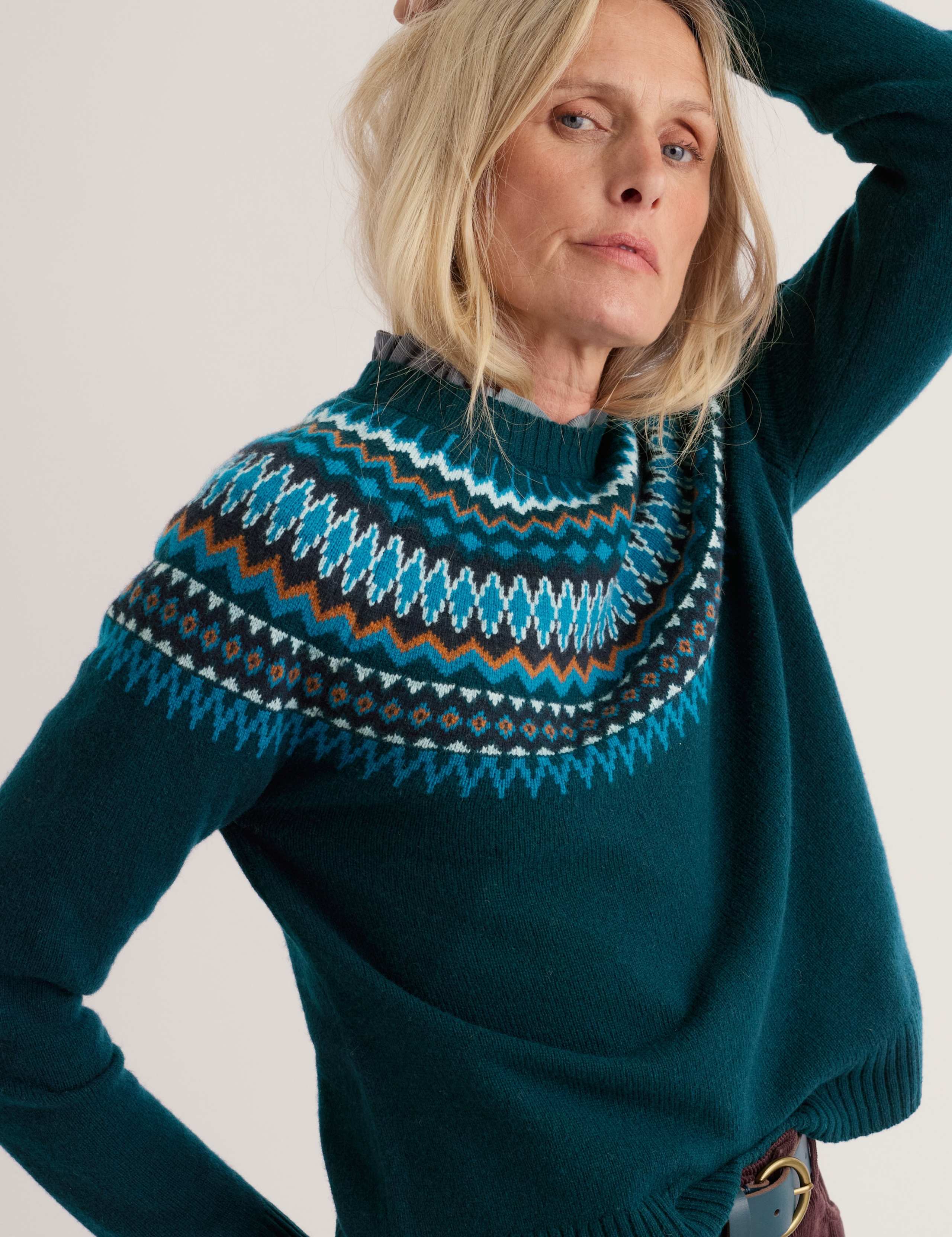 Merino Wool Rich Fairisle Crew Neck Jumper 4 of 5