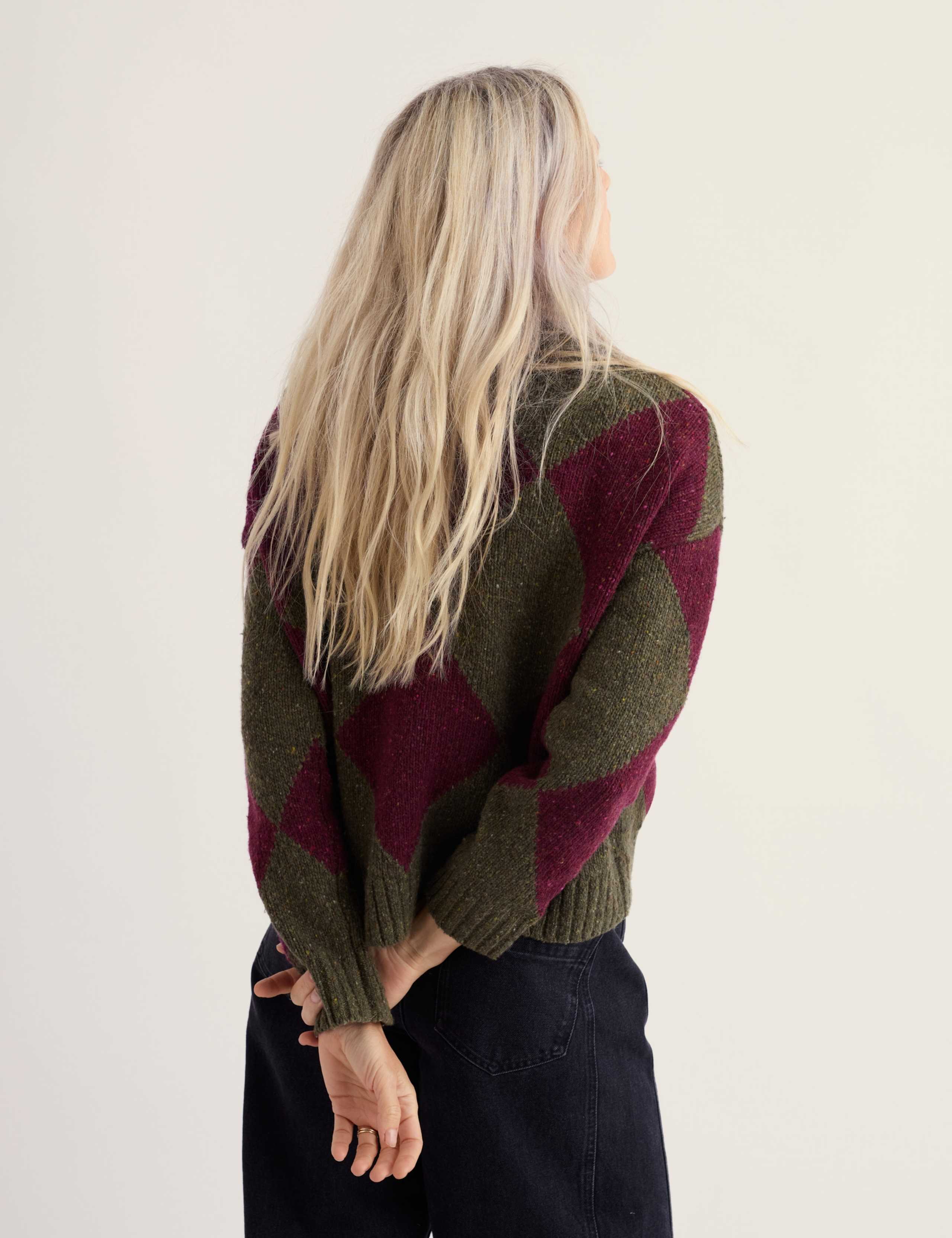 Merino Wool Rich Intarsia Crew Neck Oversized Jumper 5 of 5