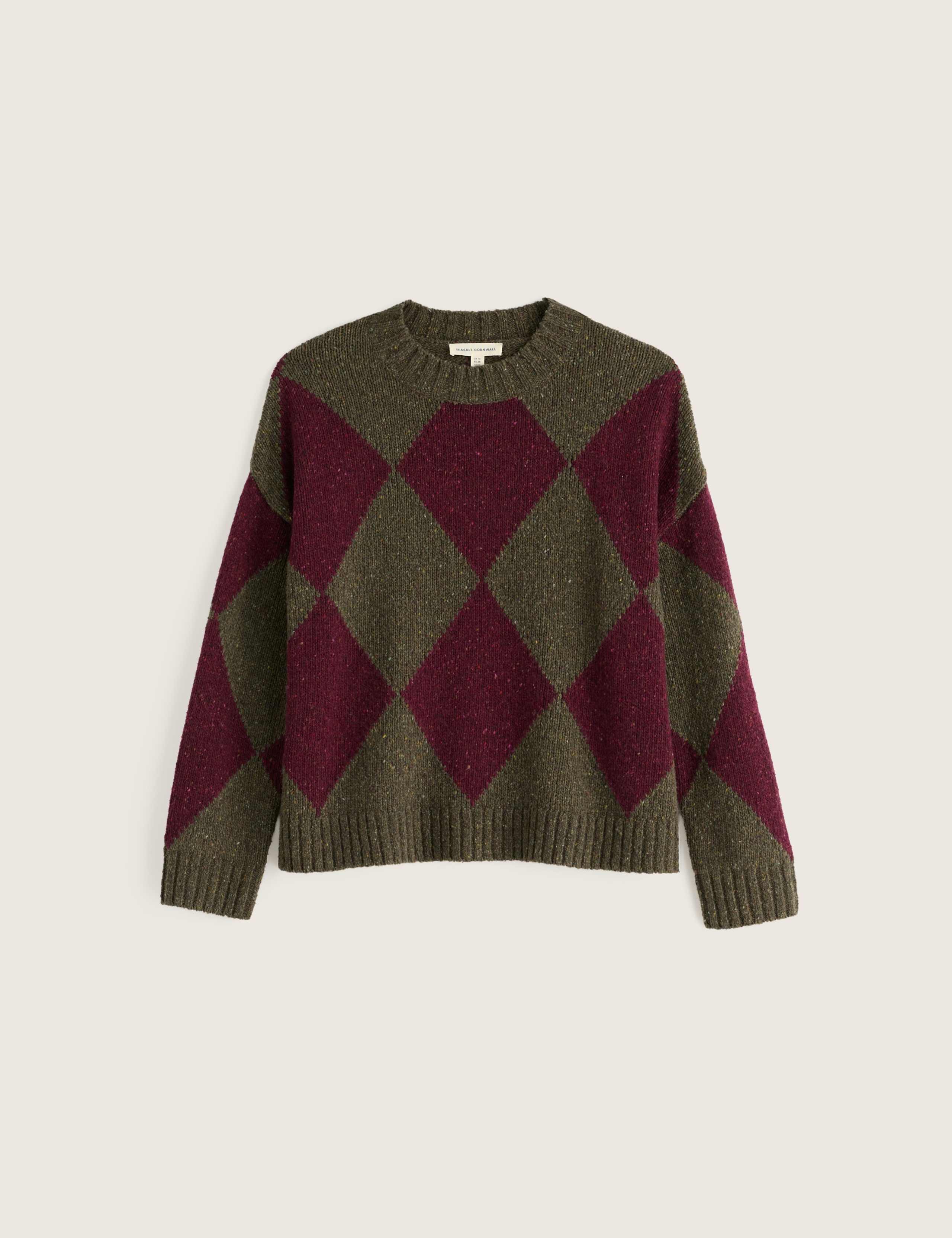 Merino Wool Rich Intarsia Crew Neck Oversized Jumper 2 of 5