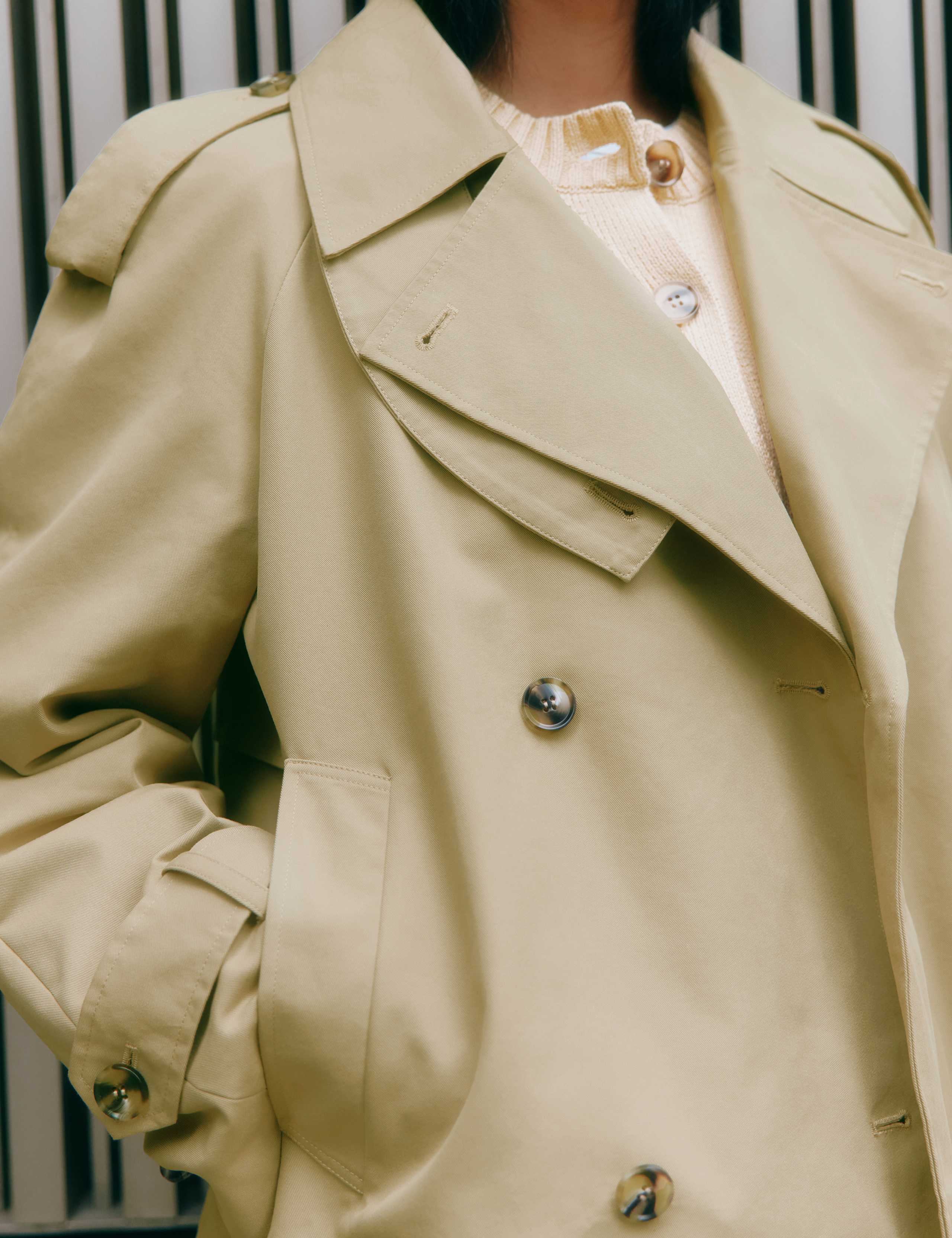 Cotton Rich Double Breasted Short Trench Coat 5 of 7