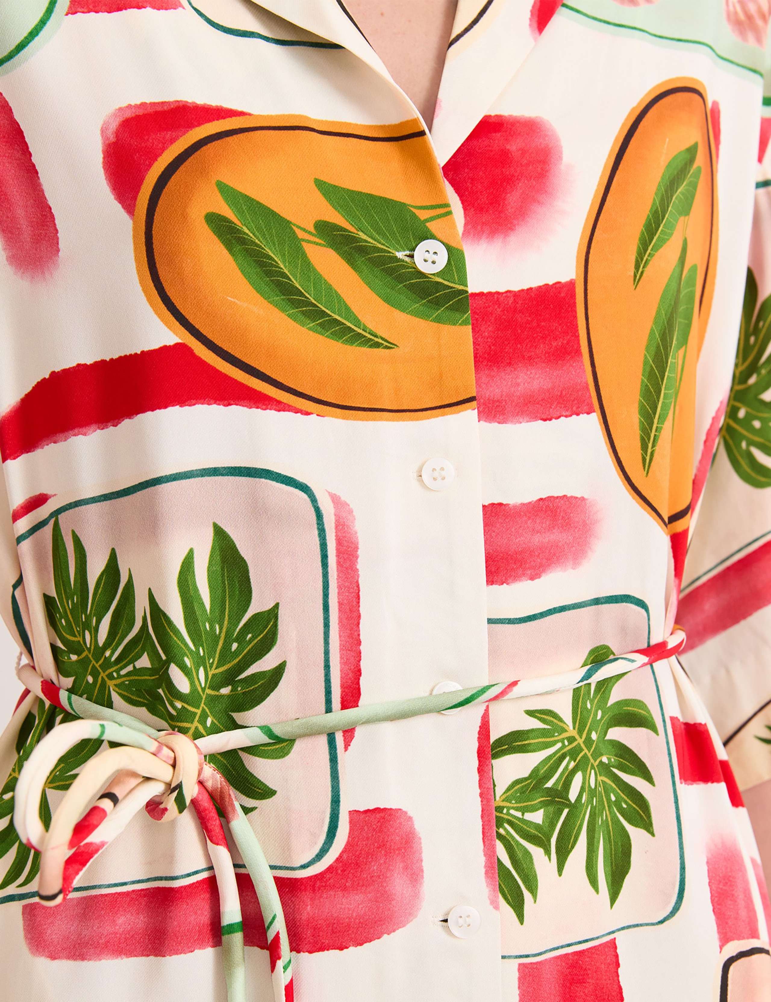 Printed Tie Waist Midi Shirt Dress 3 of 5