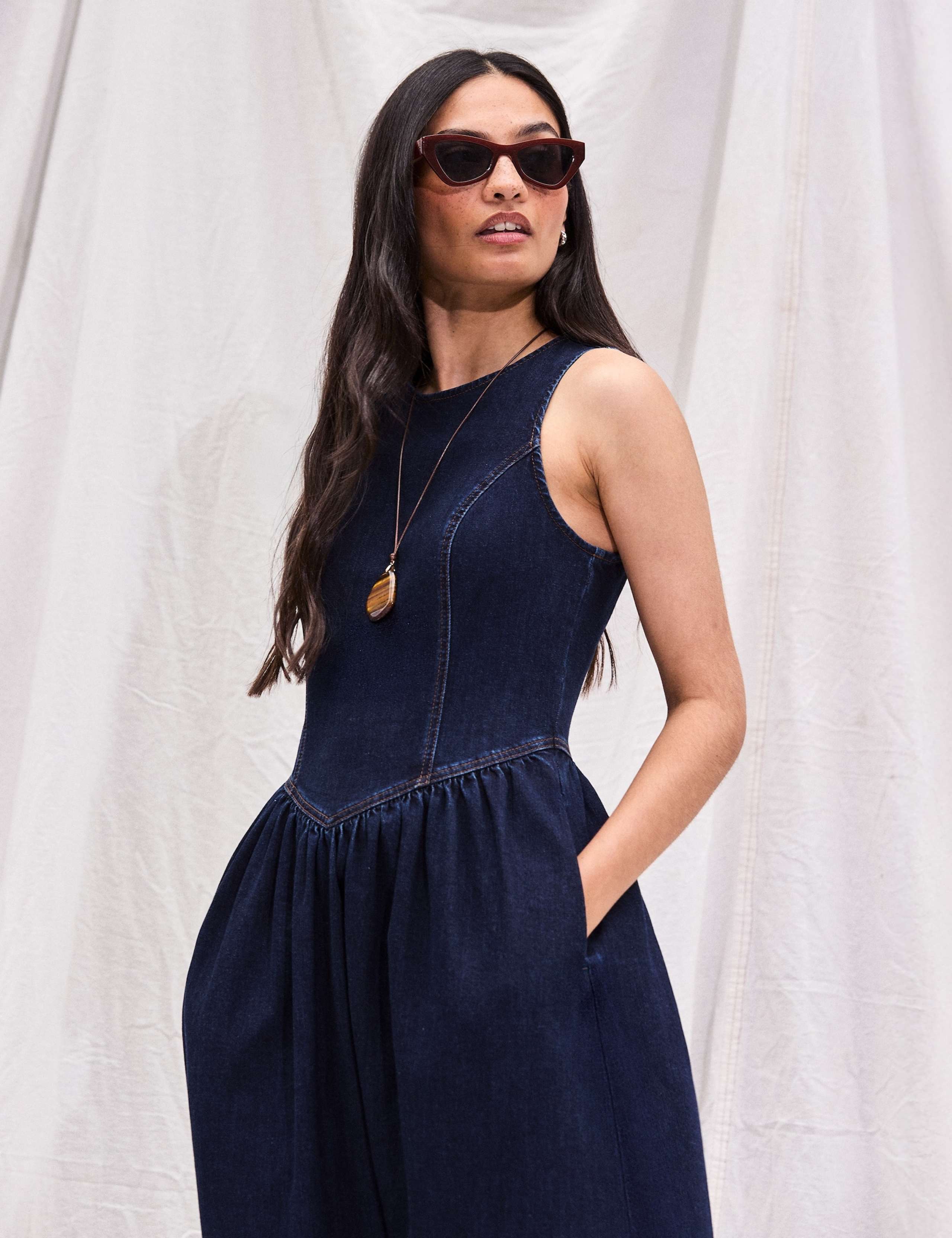 Cotton Rich Midi Waisted Dress 3 of 5