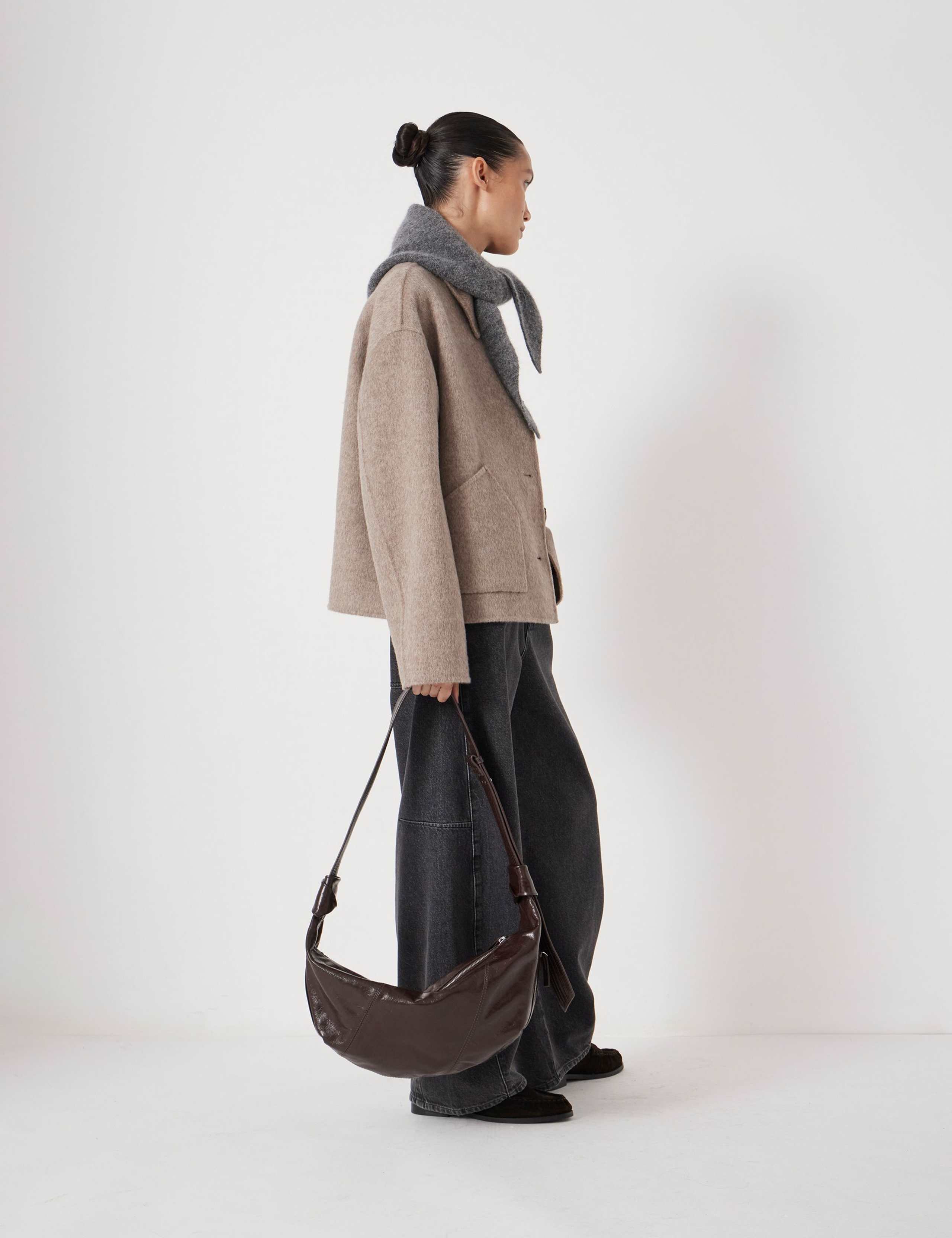 Oversized Leather Crescent Shoulder Bag 3 of 6