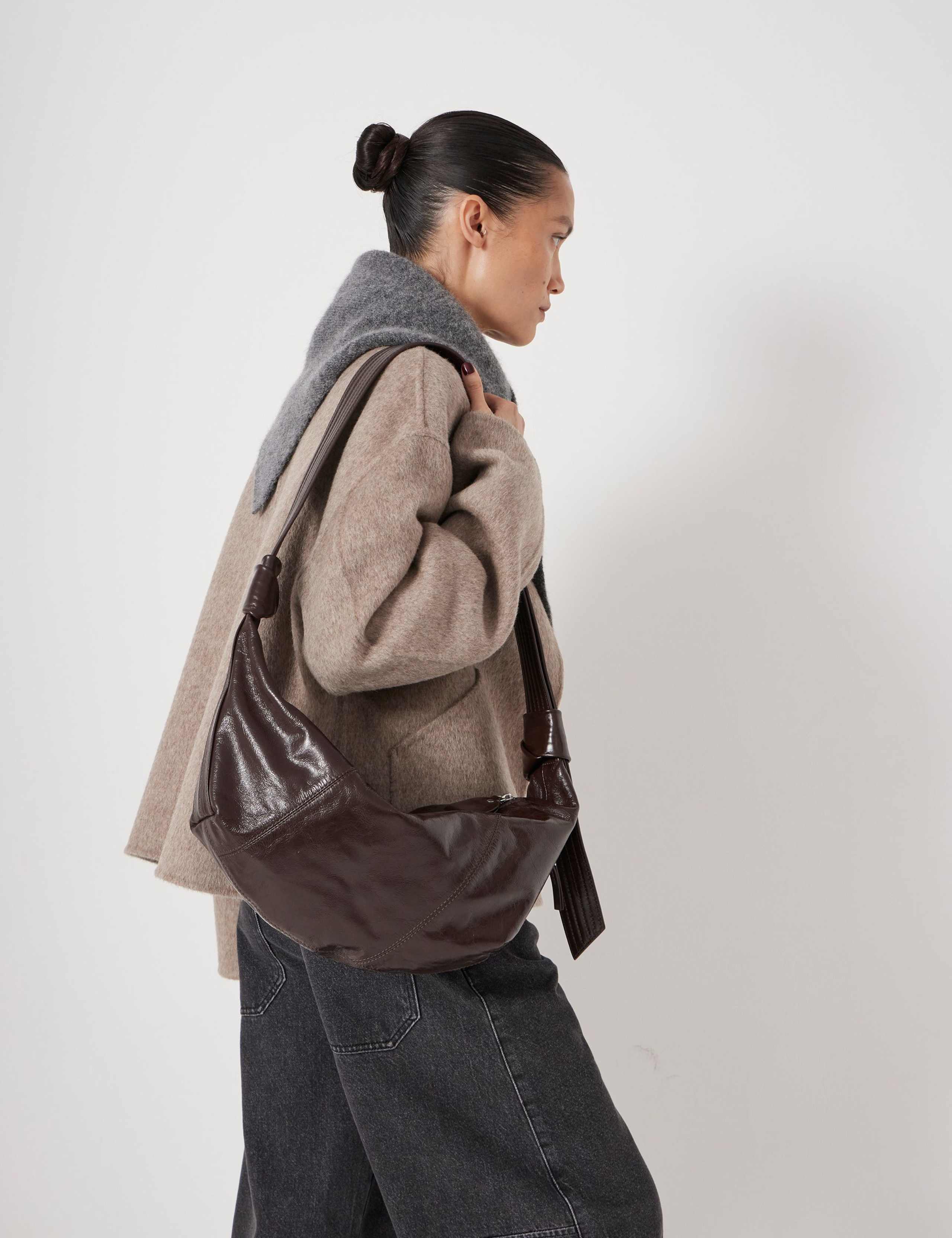 Oversized Leather Crescent Shoulder Bag 4 of 6