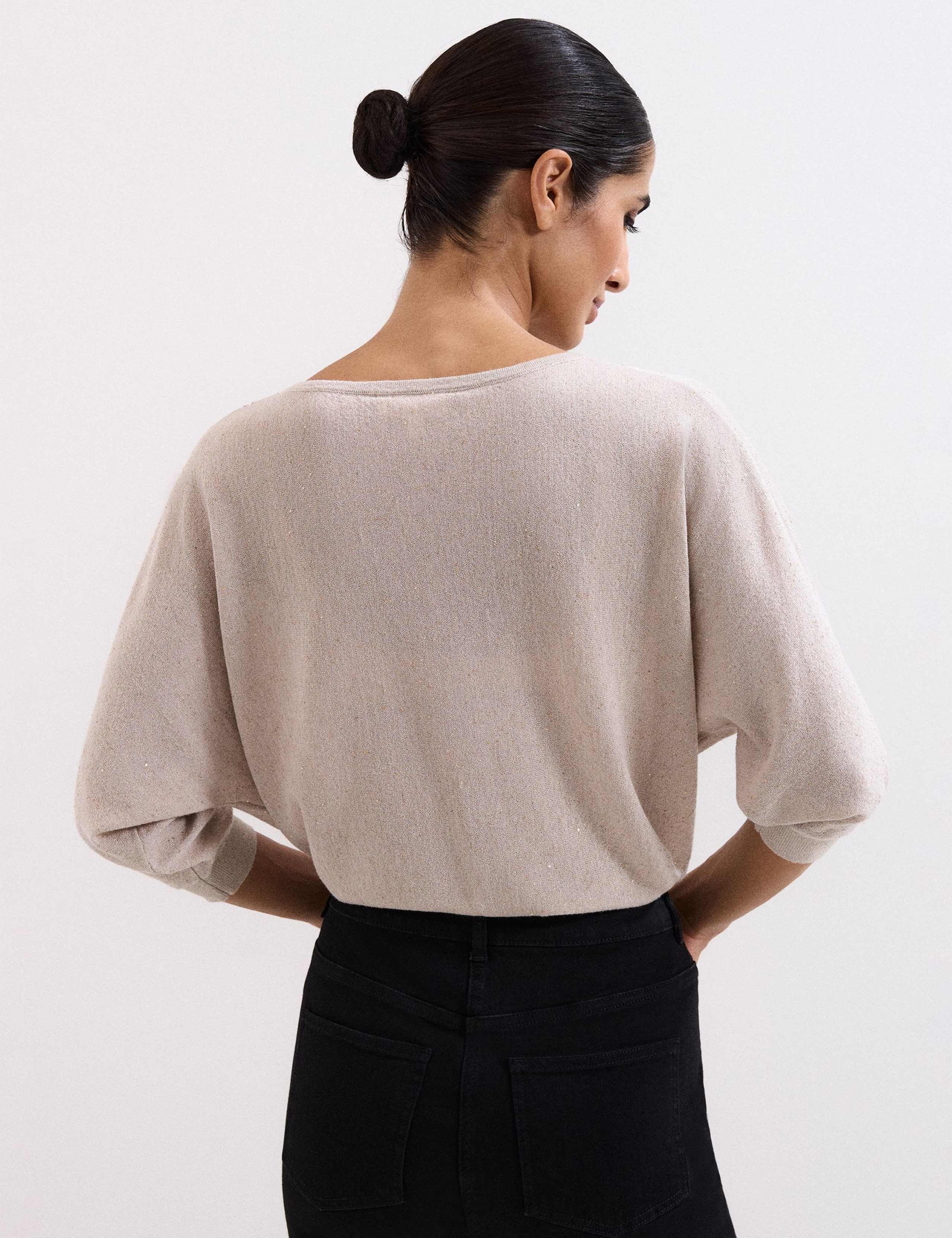 Sequin Slash Neck Batwing Sleeve Jumper 4 of 7