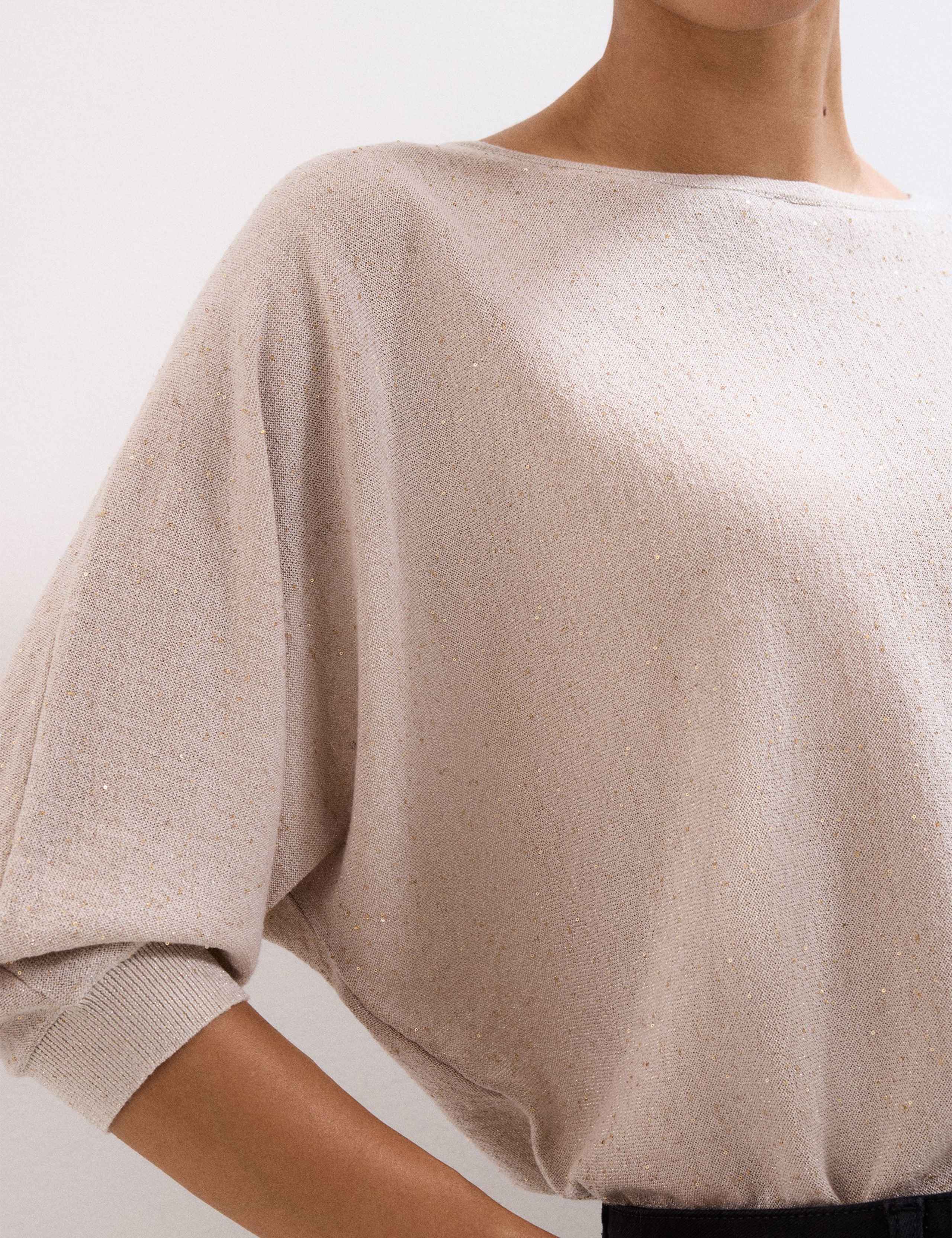 Sequin Slash Neck Batwing Sleeve Jumper 6 of 7