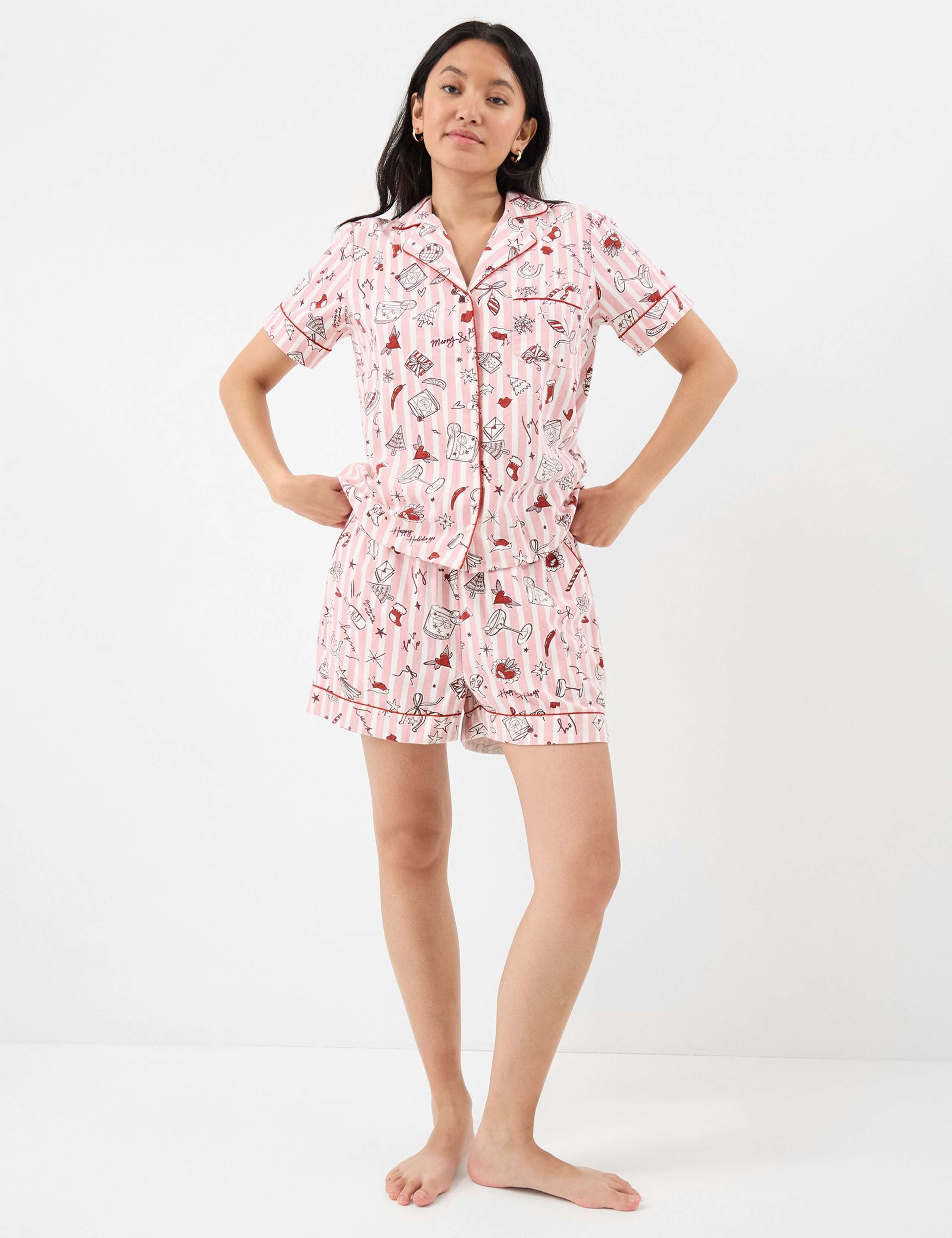 Pure Cotton Christmas Cocktail Shortie Set 1 of 5