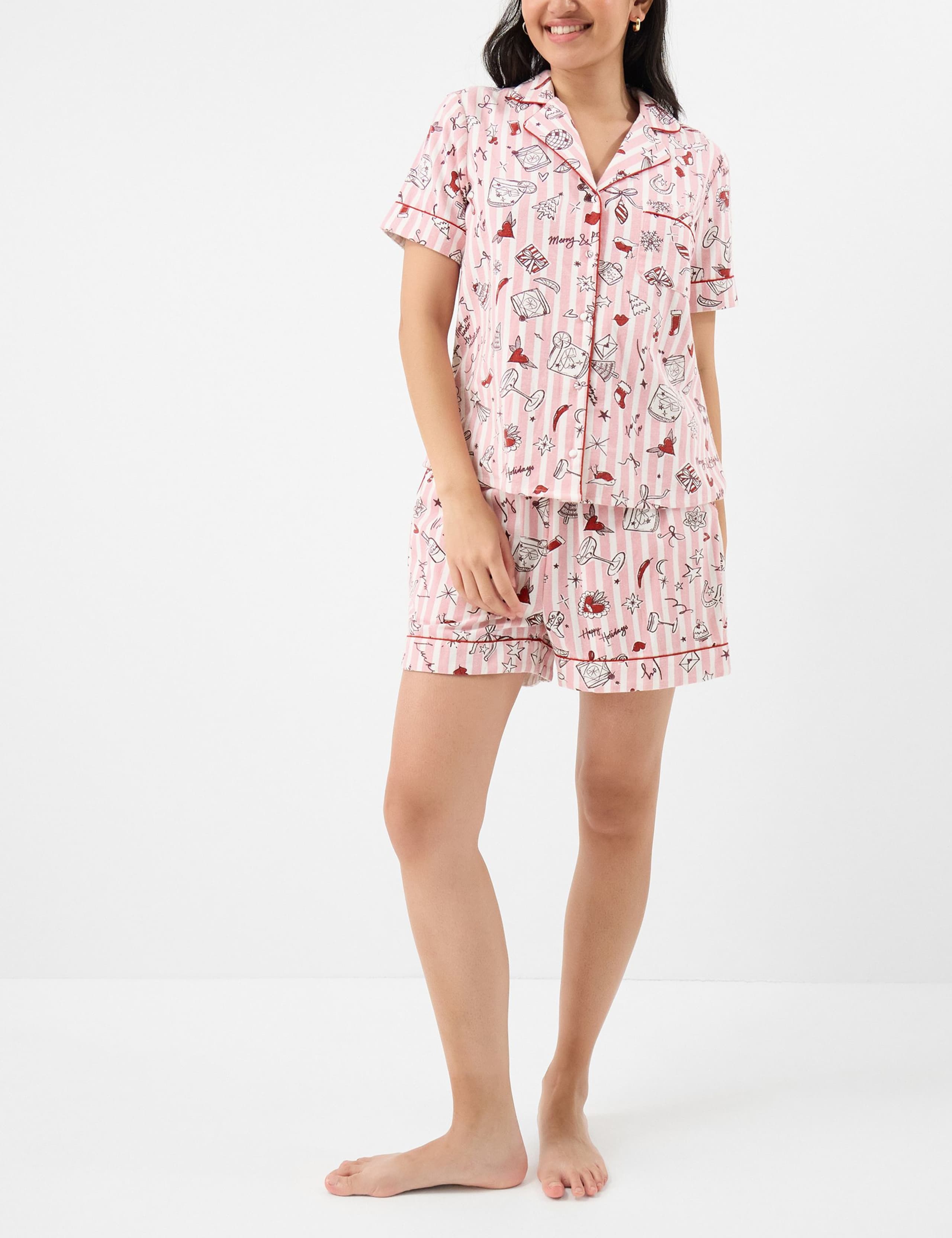 Pure Cotton Christmas Cocktail Shortie Set 3 of 5