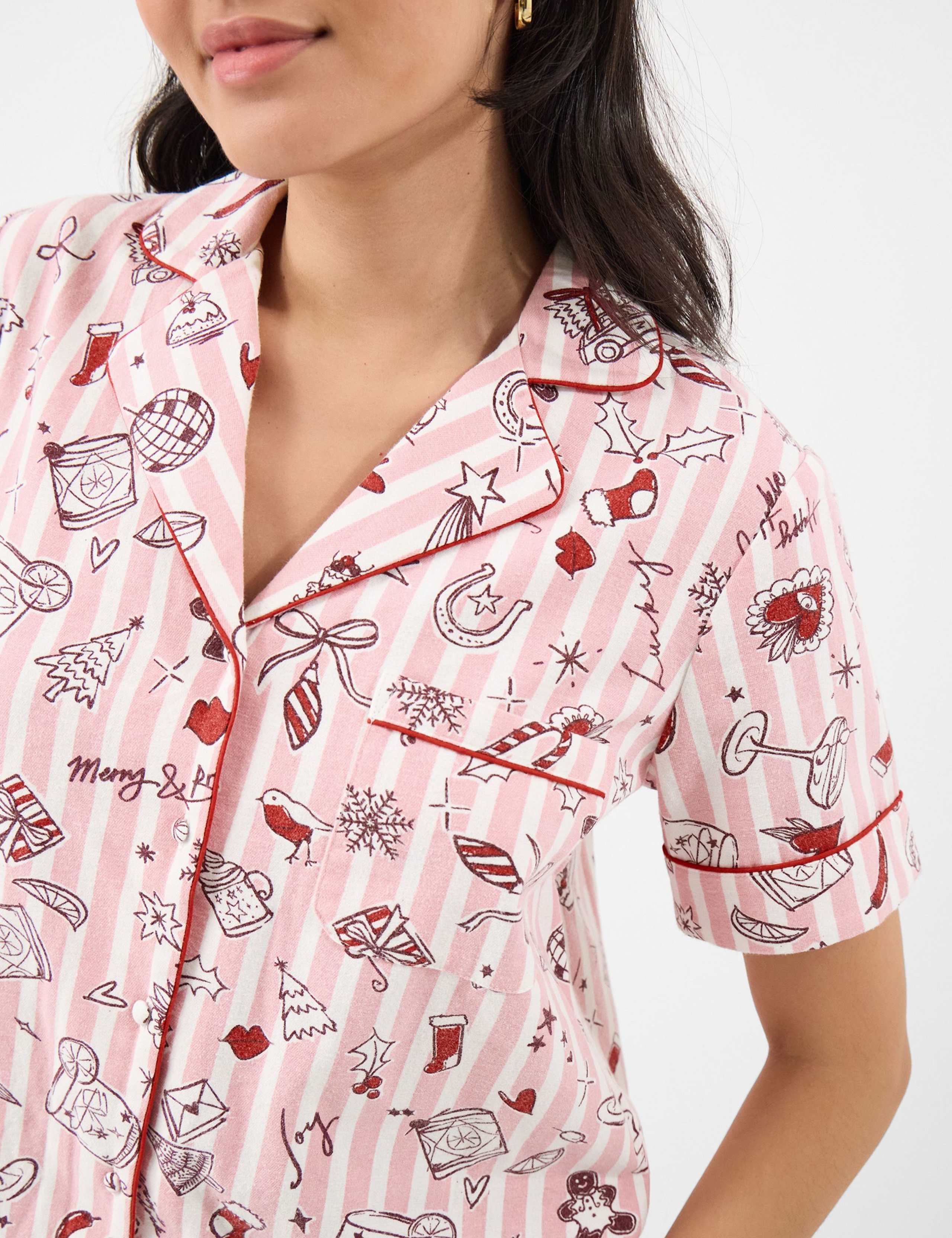 Pure Cotton Christmas Cocktail Shortie Set 4 of 5