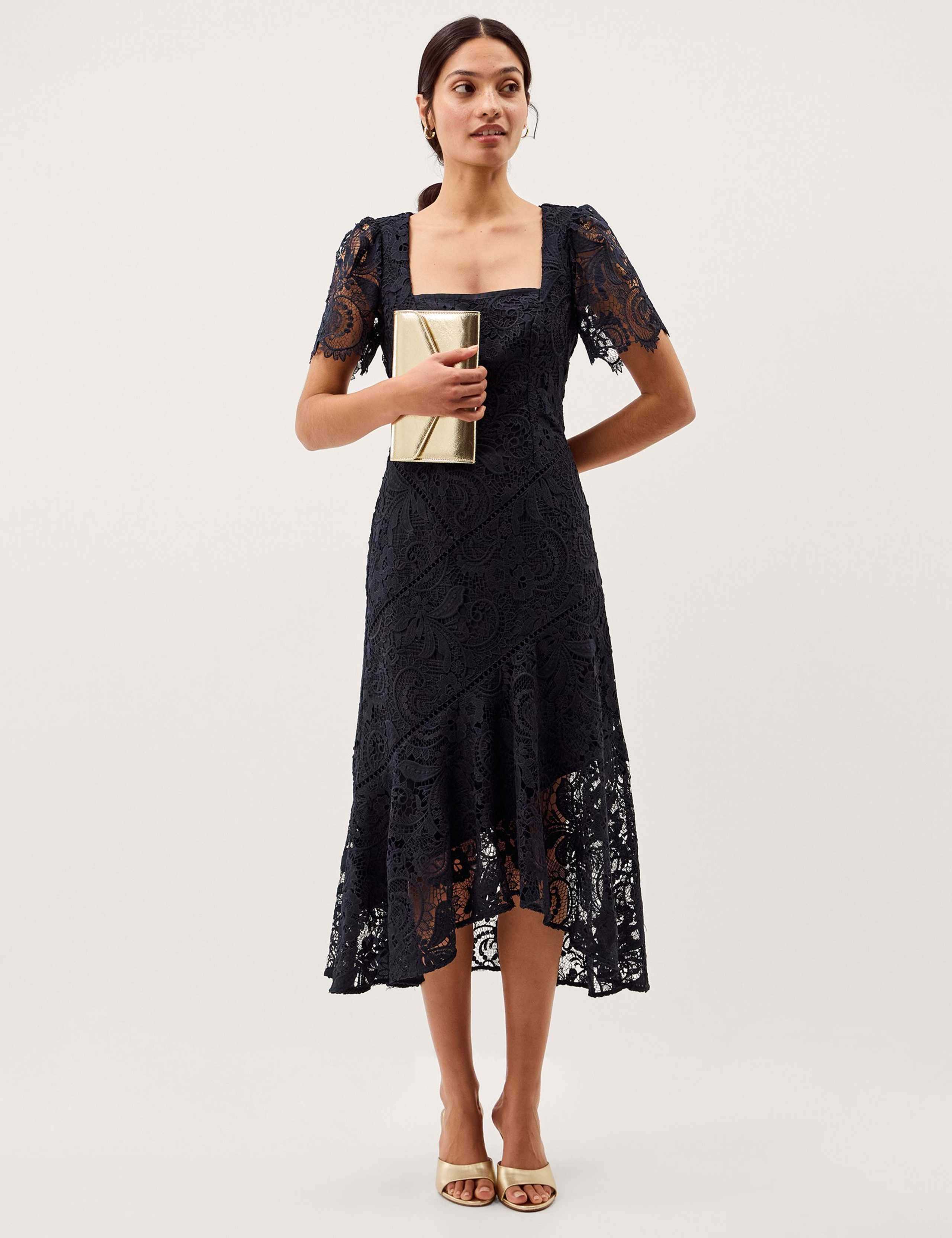 Lace Sweetheart Neckline Midi Skater Dress 1 of 5